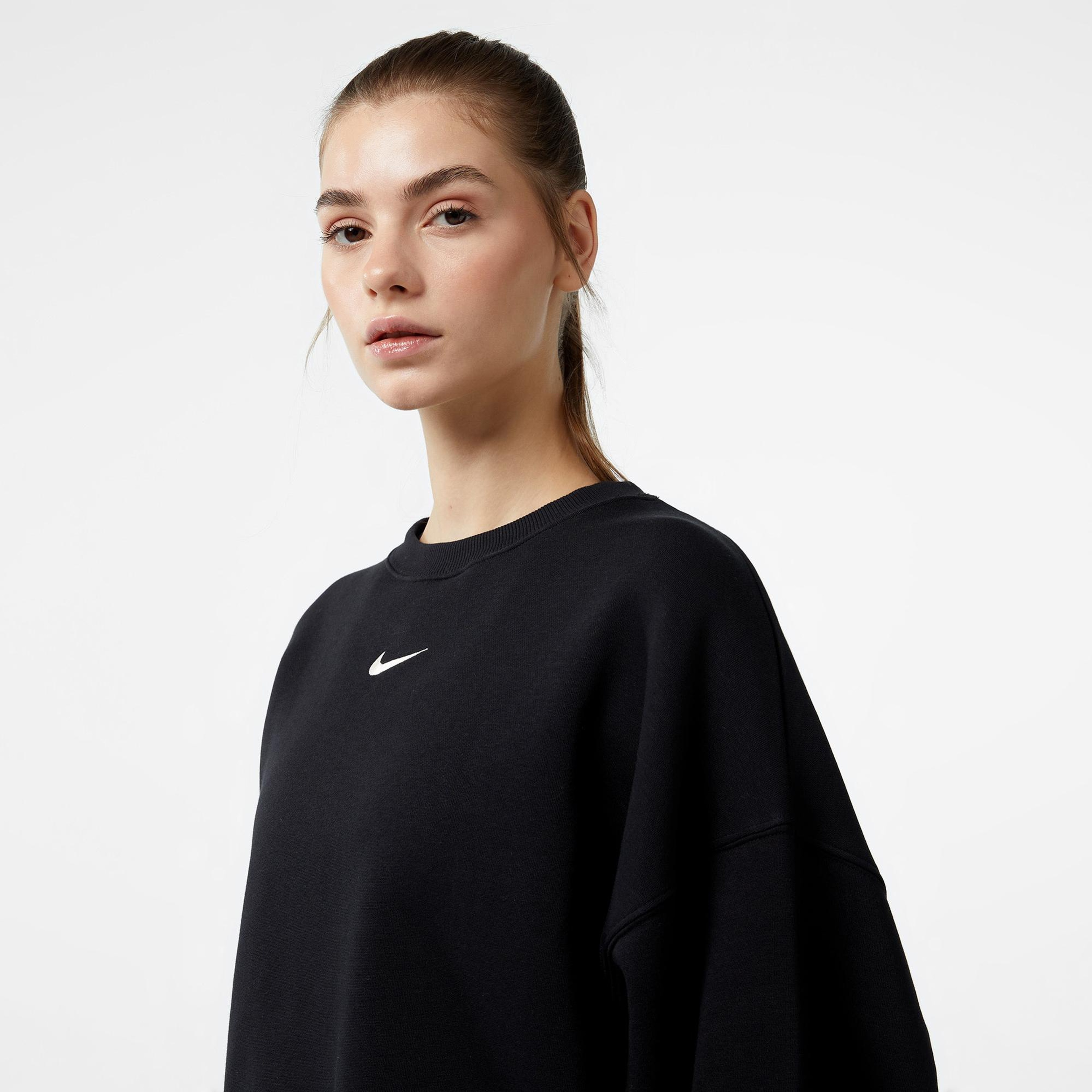 Nike Sportswear Phoenix Fleece Oversize Crew Kadın Siyah Sweatshirt