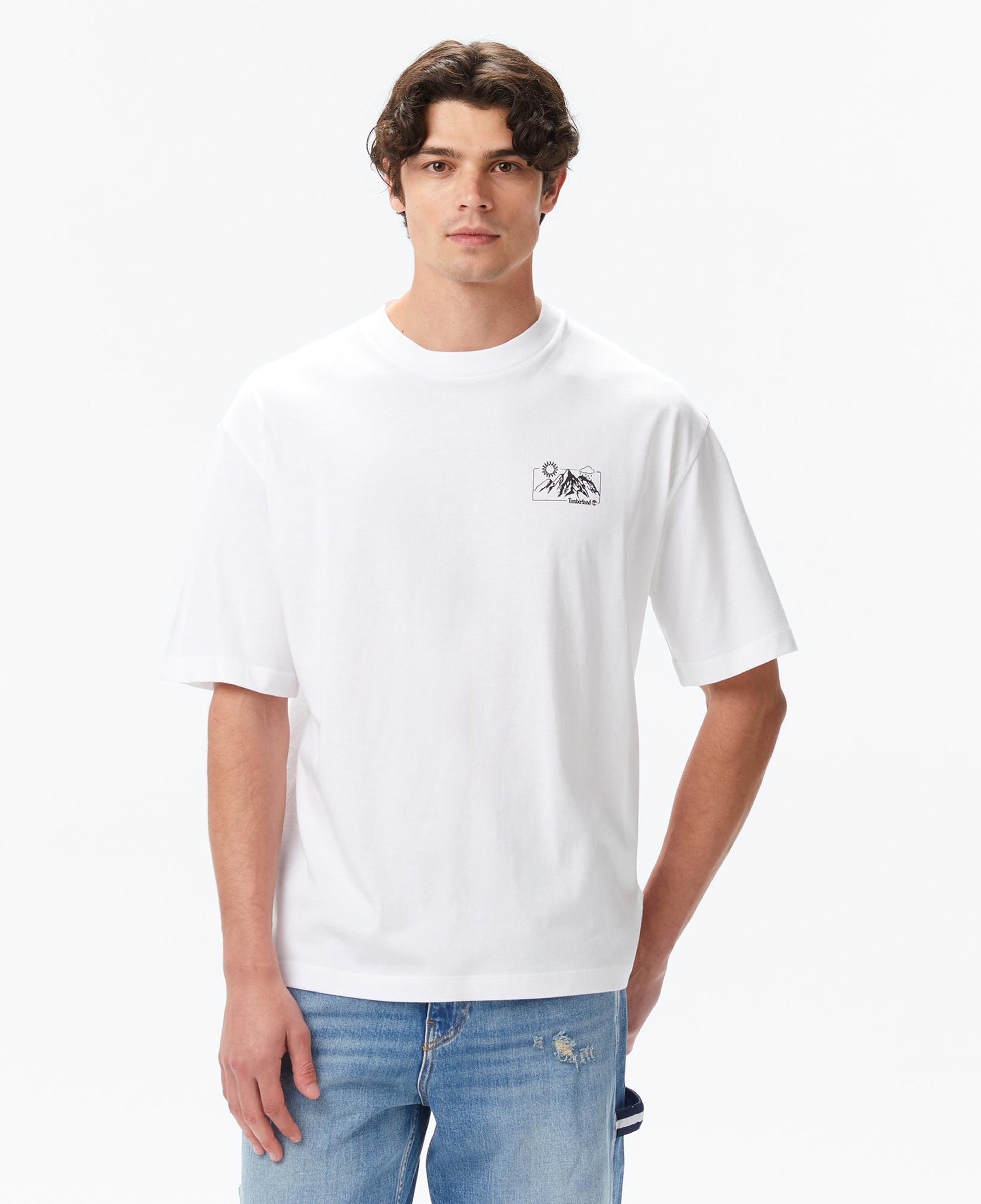 Timberland Rugged Mountaın" Back Graphıc Erkek Beyaz T-Shirt