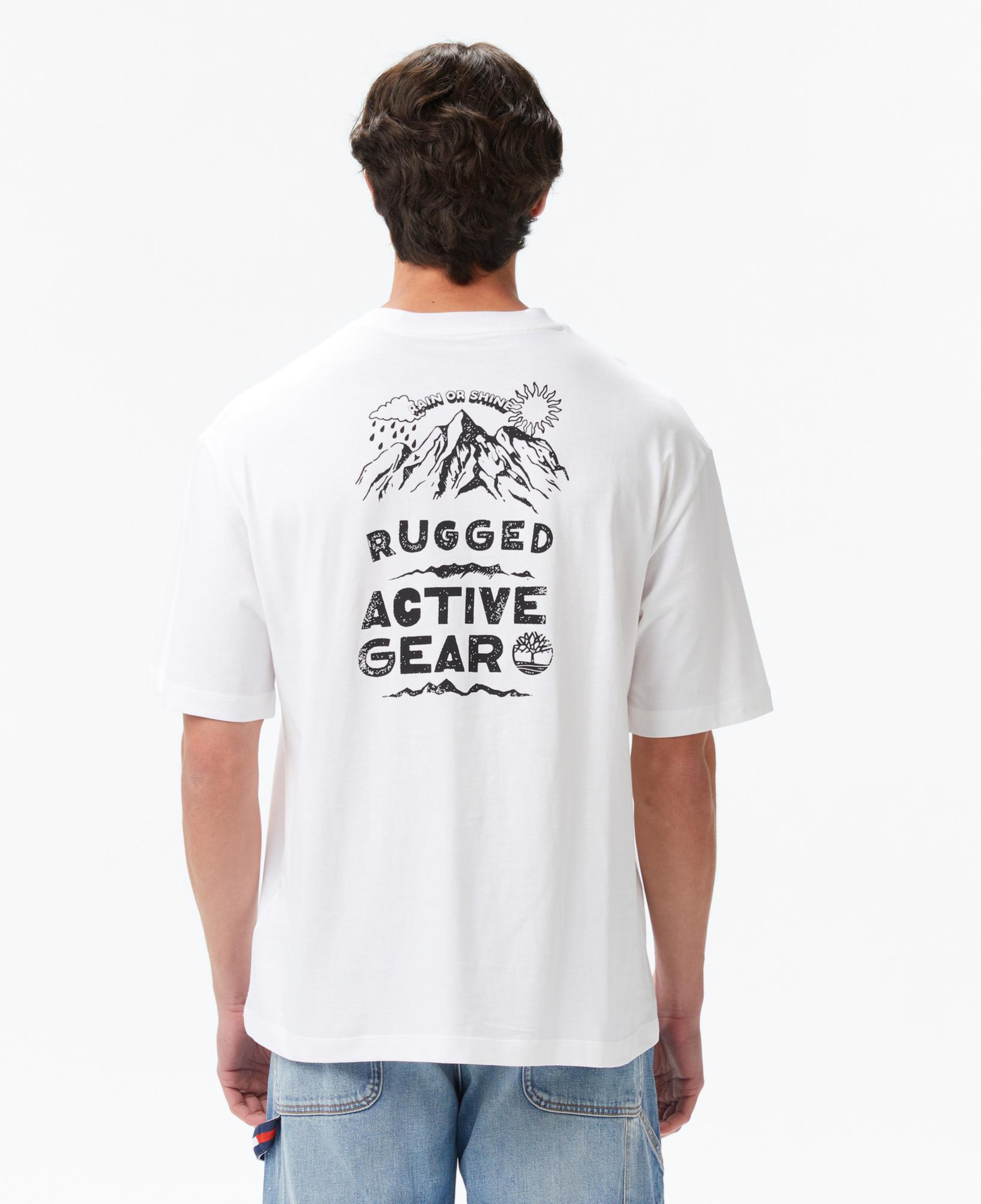 Timberland Rugged Mountaın" Back Graphıc Erkek Beyaz T-Shirt