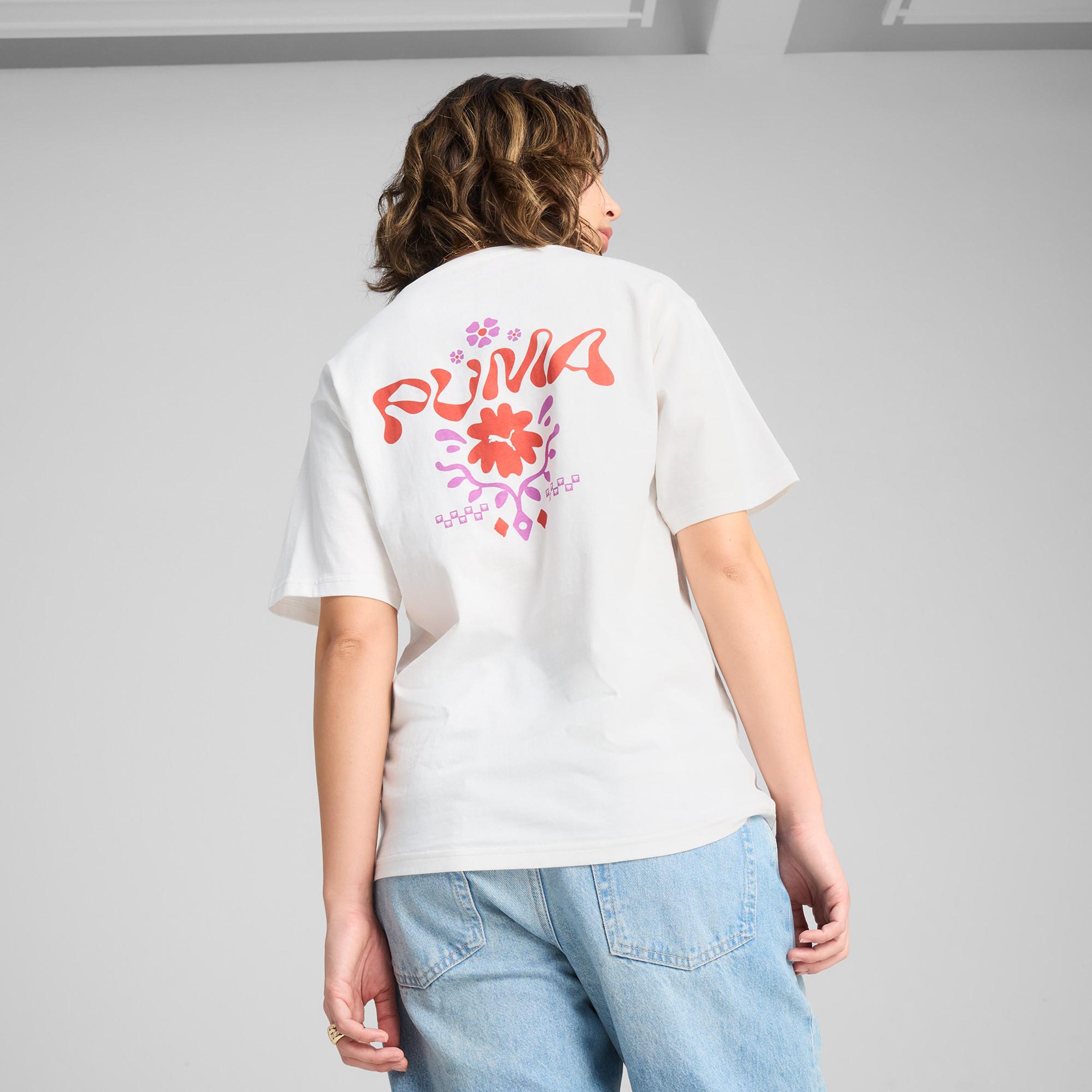 Puma Wardrobe Ess Graphic Kadın Beyaz T-Shirt
