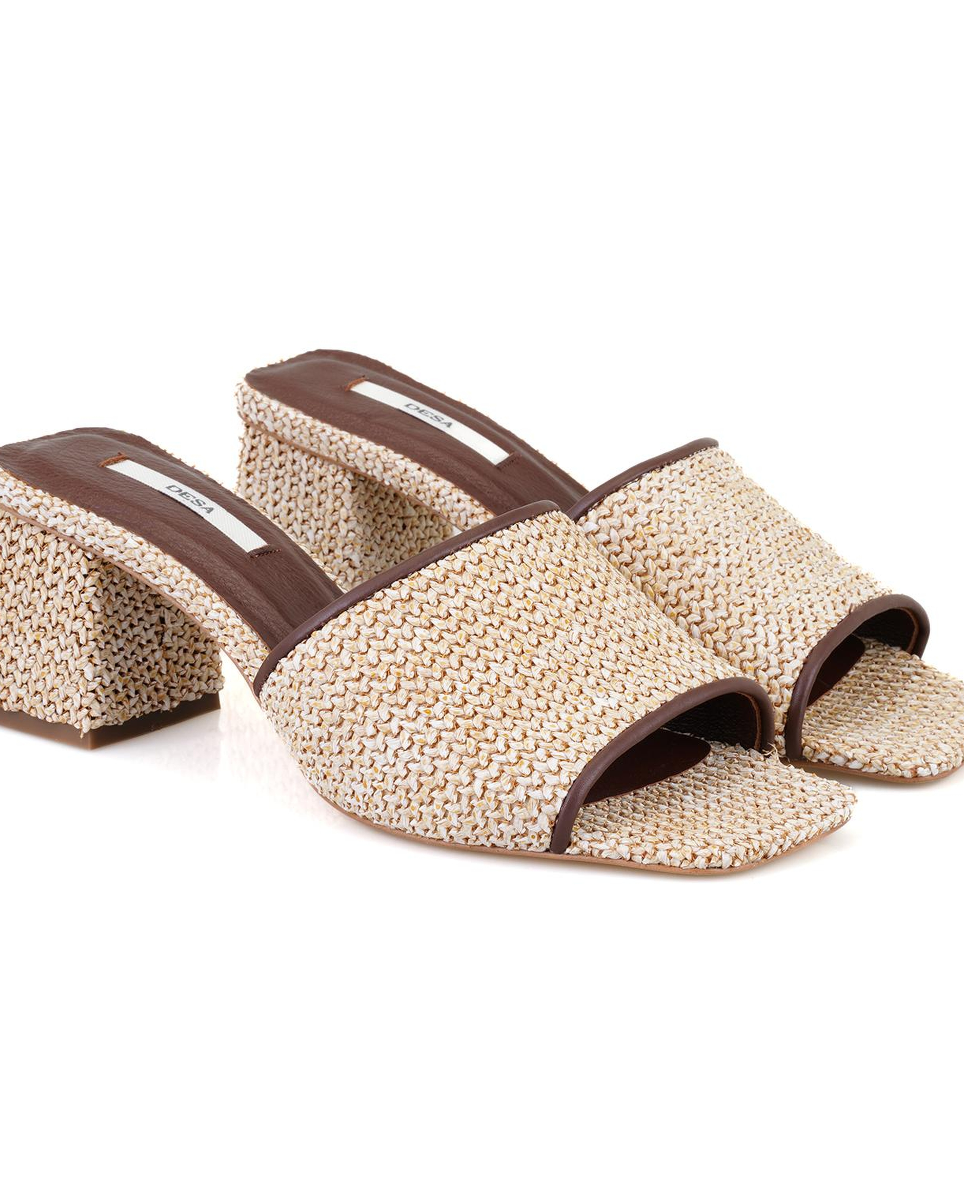 Kadın Kahve Topuklu Hasır Terlik