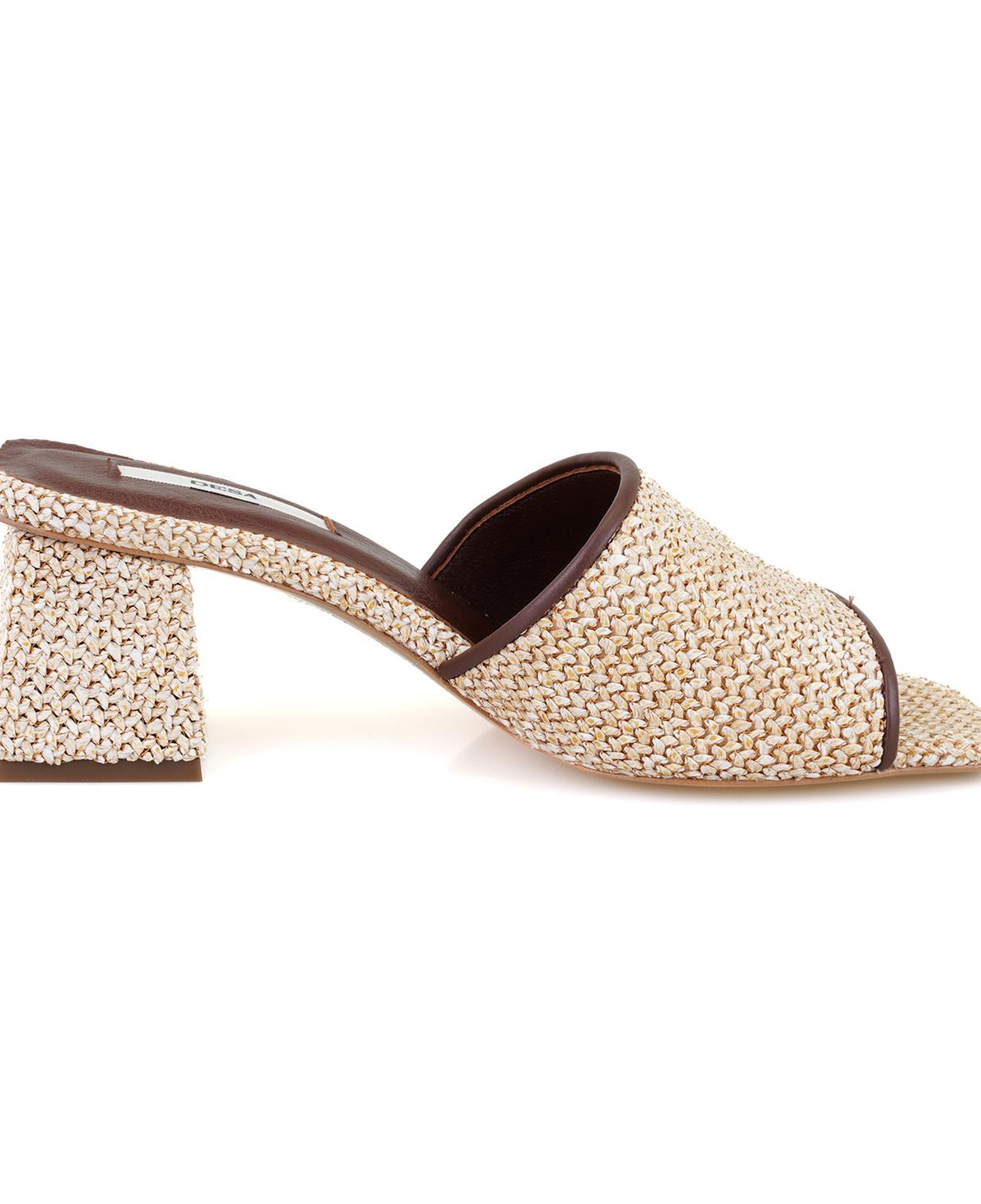 Kadın Kahve Topuklu Hasır Terlik