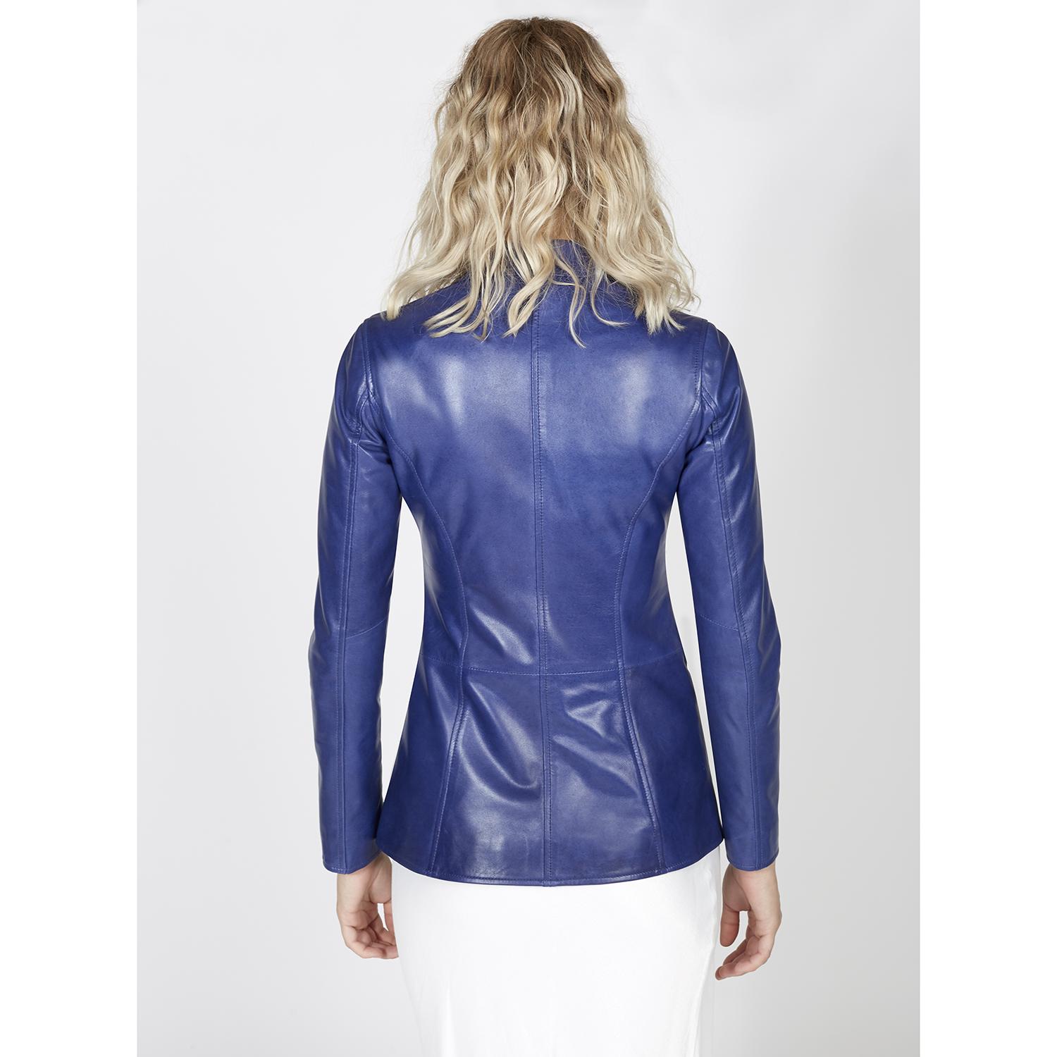 Elenore Kadın Lacivert Deri Blazer Spor Ceket