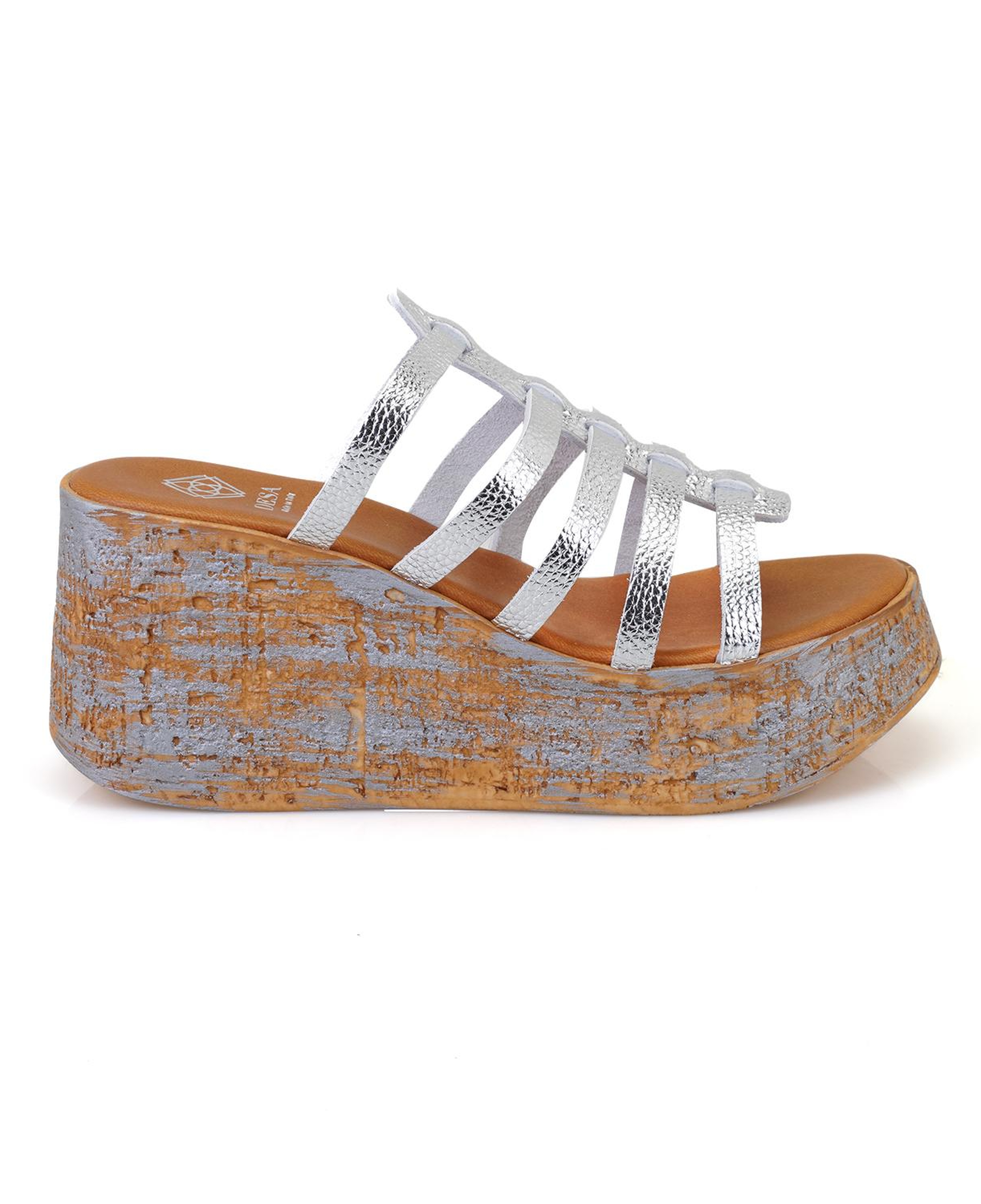 Kadın Gümüş Dolgu Topuklu Deri Terlik