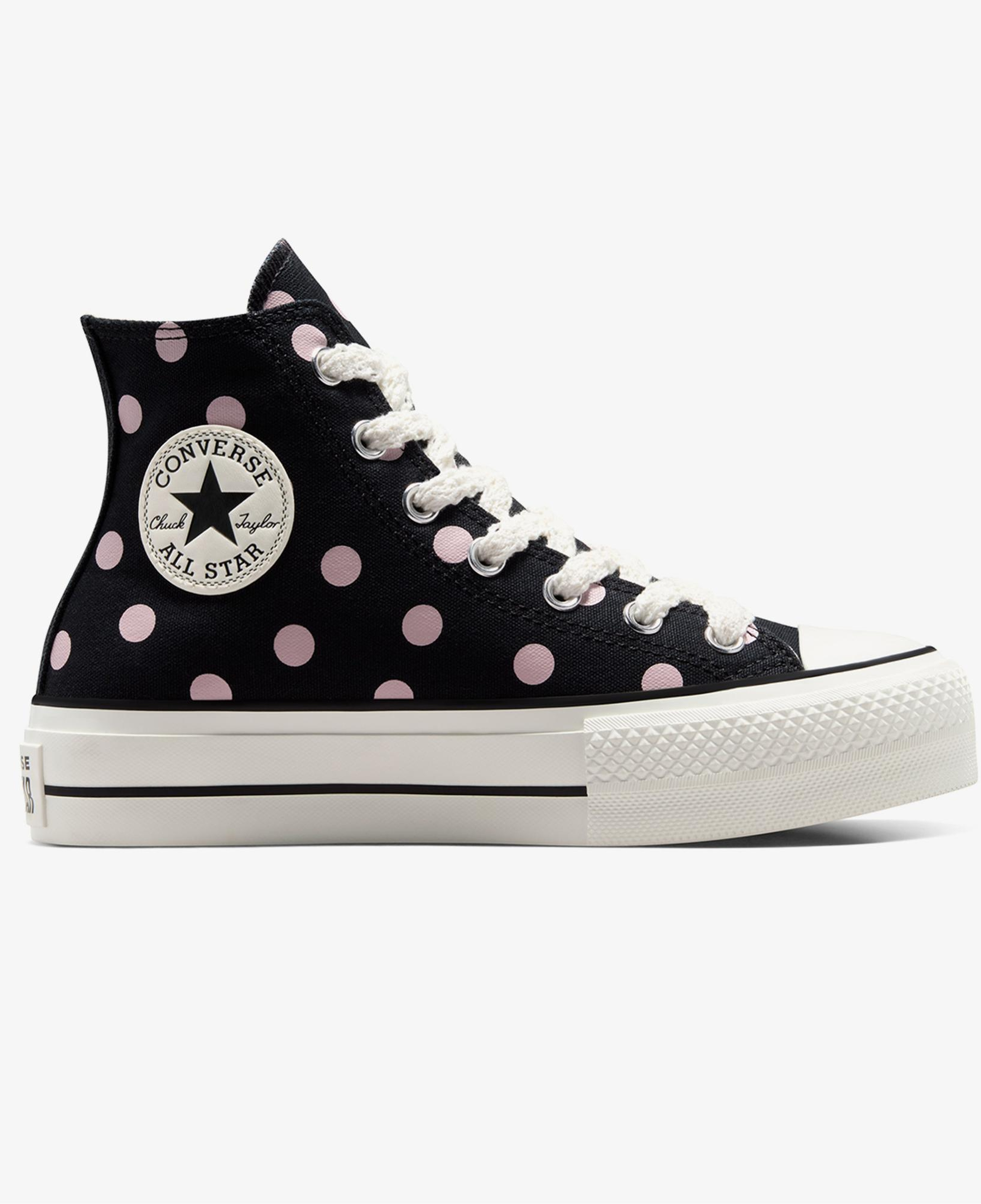 Converse Chuck Taylor All Star Lift Polka Dots Kadın Siyah Platform Sneaker