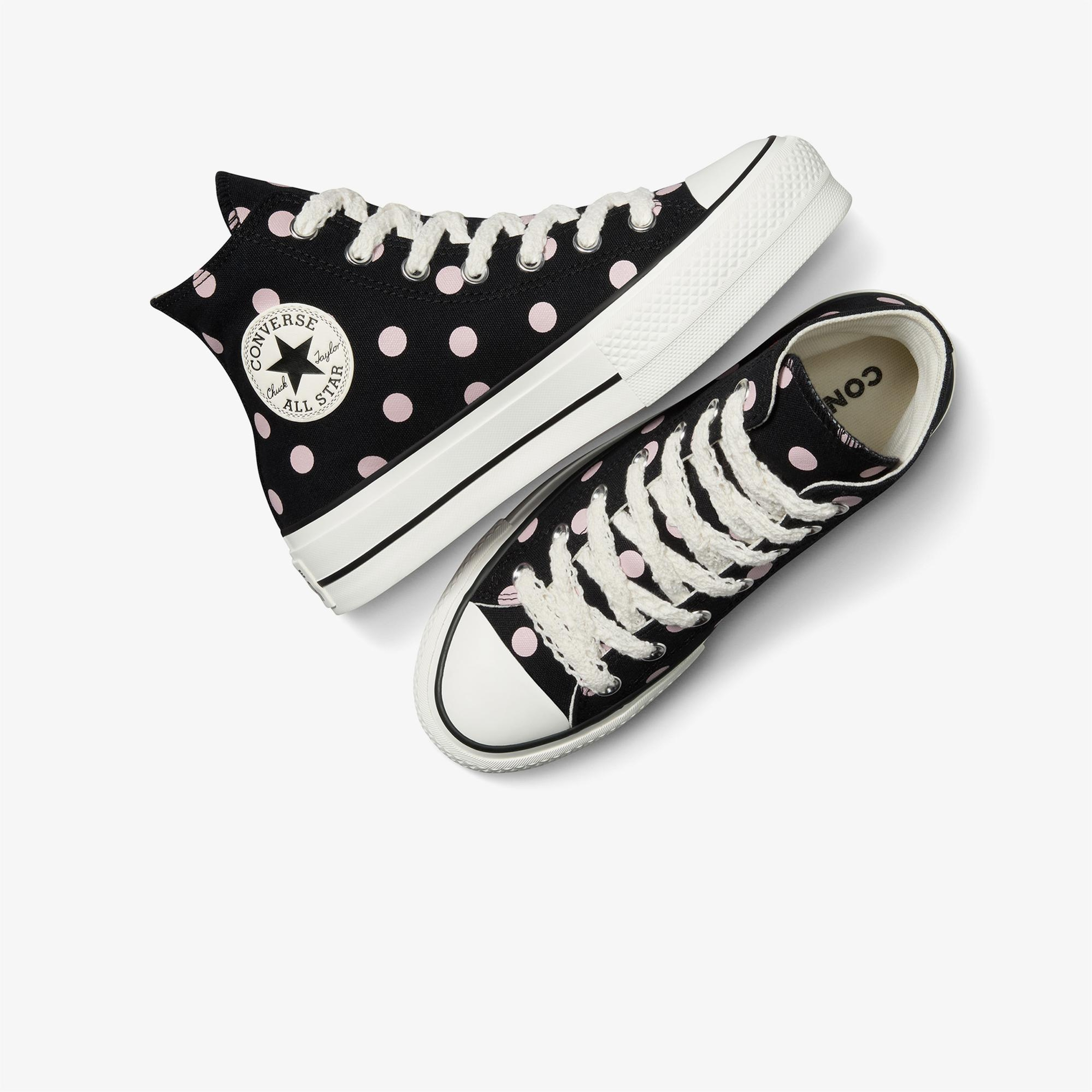 Converse Chuck Taylor All Star Lift Polka Dots Kadın Siyah Platform Sneaker