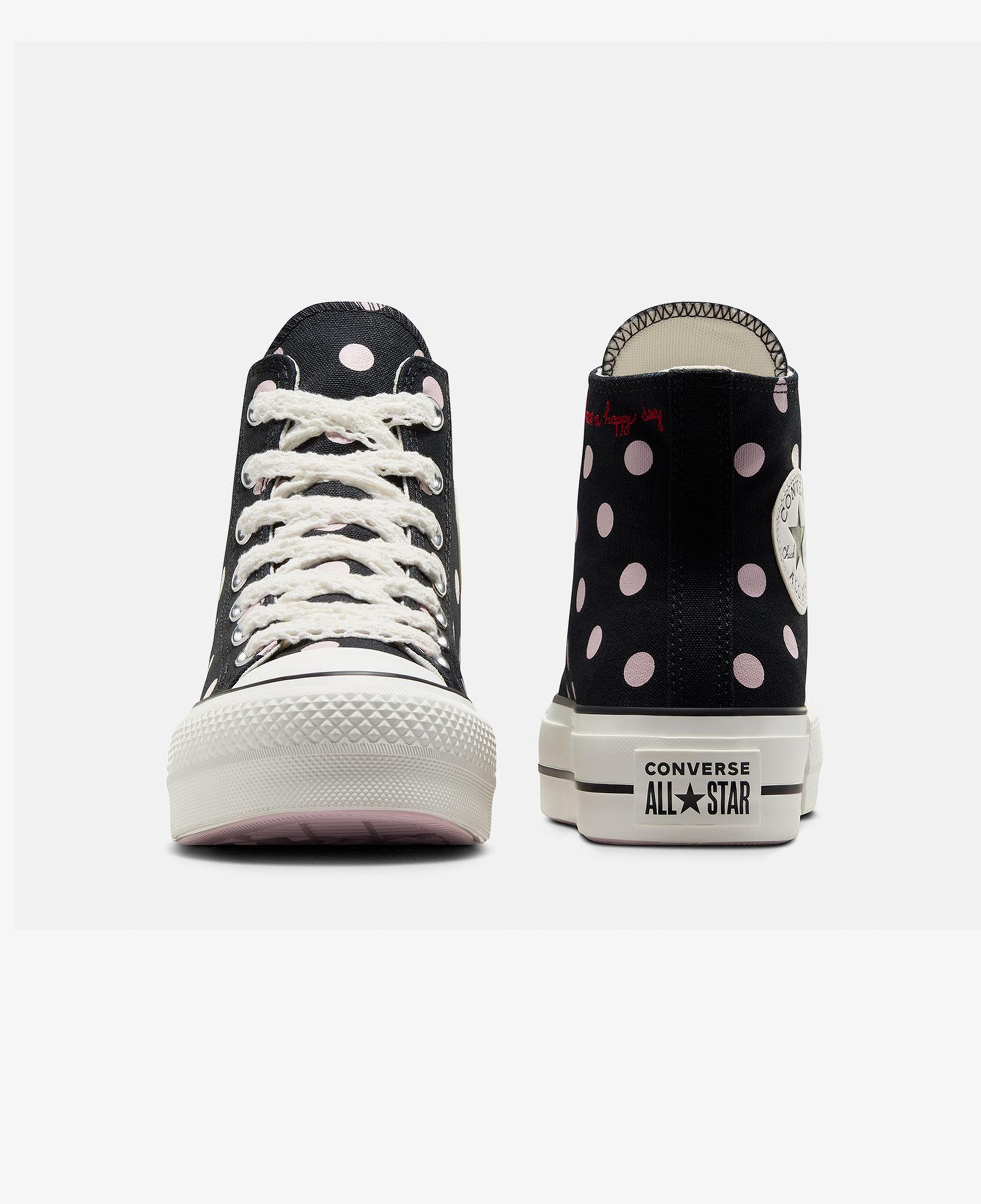 Converse Chuck Taylor All Star Lift Polka Dots Kadın Siyah Platform Sneaker