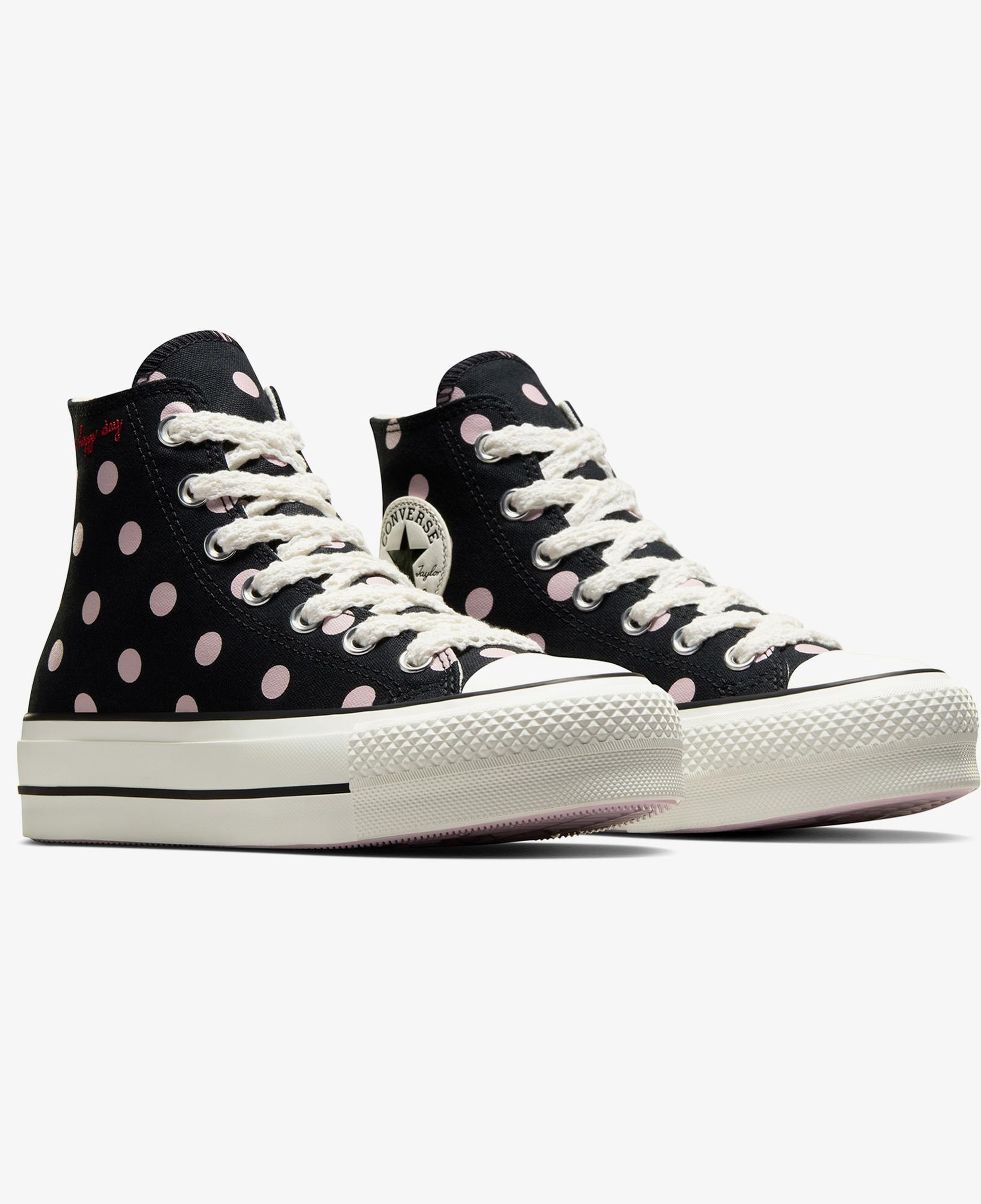 Converse Chuck Taylor All Star Lift Polka Dots Kadın Siyah Platform Sneaker
