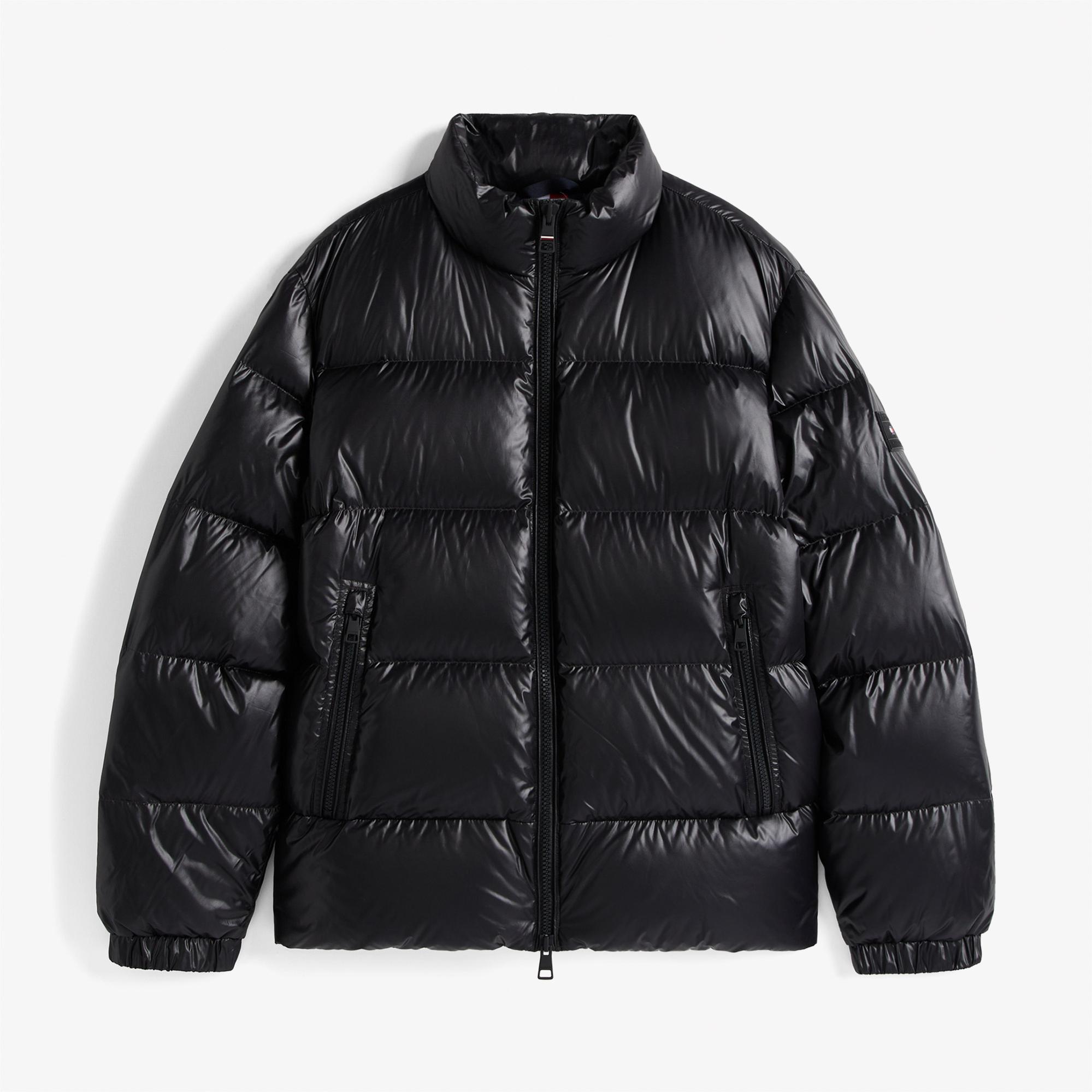 Tommy Hilfiger Shiny Down Stand Erkek Şişme Siyah Mont