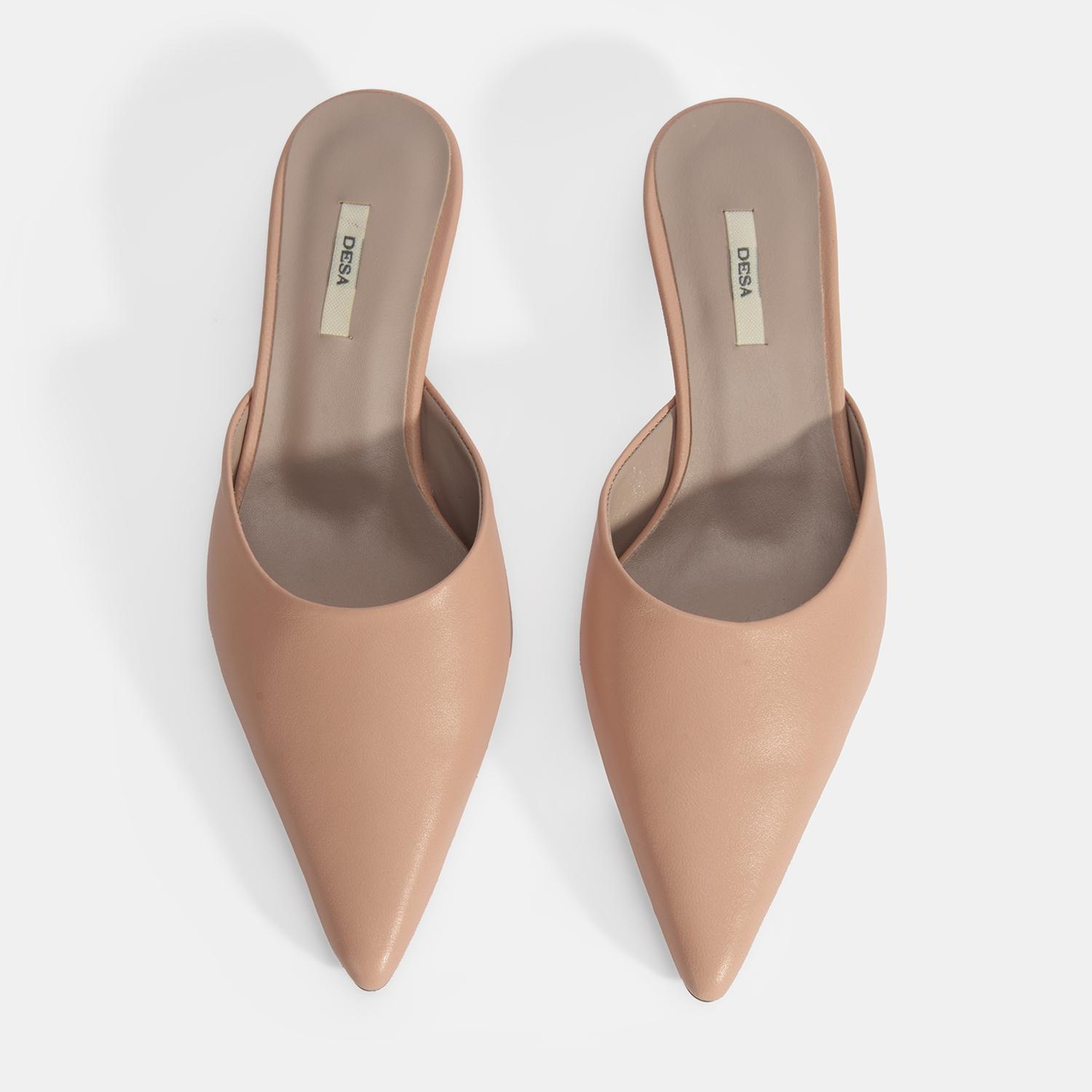 Kadın Pudra Topuklu Deri Terlik