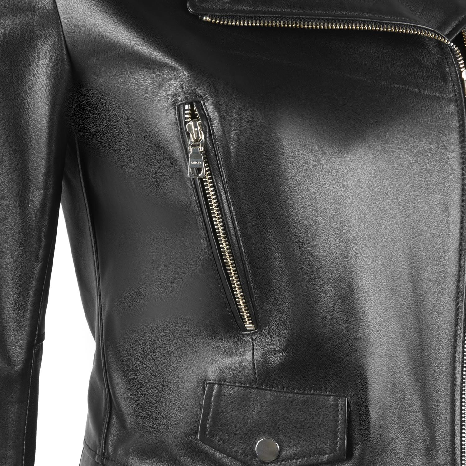 Amelia Siyah Kadın Biker Deri Ceket