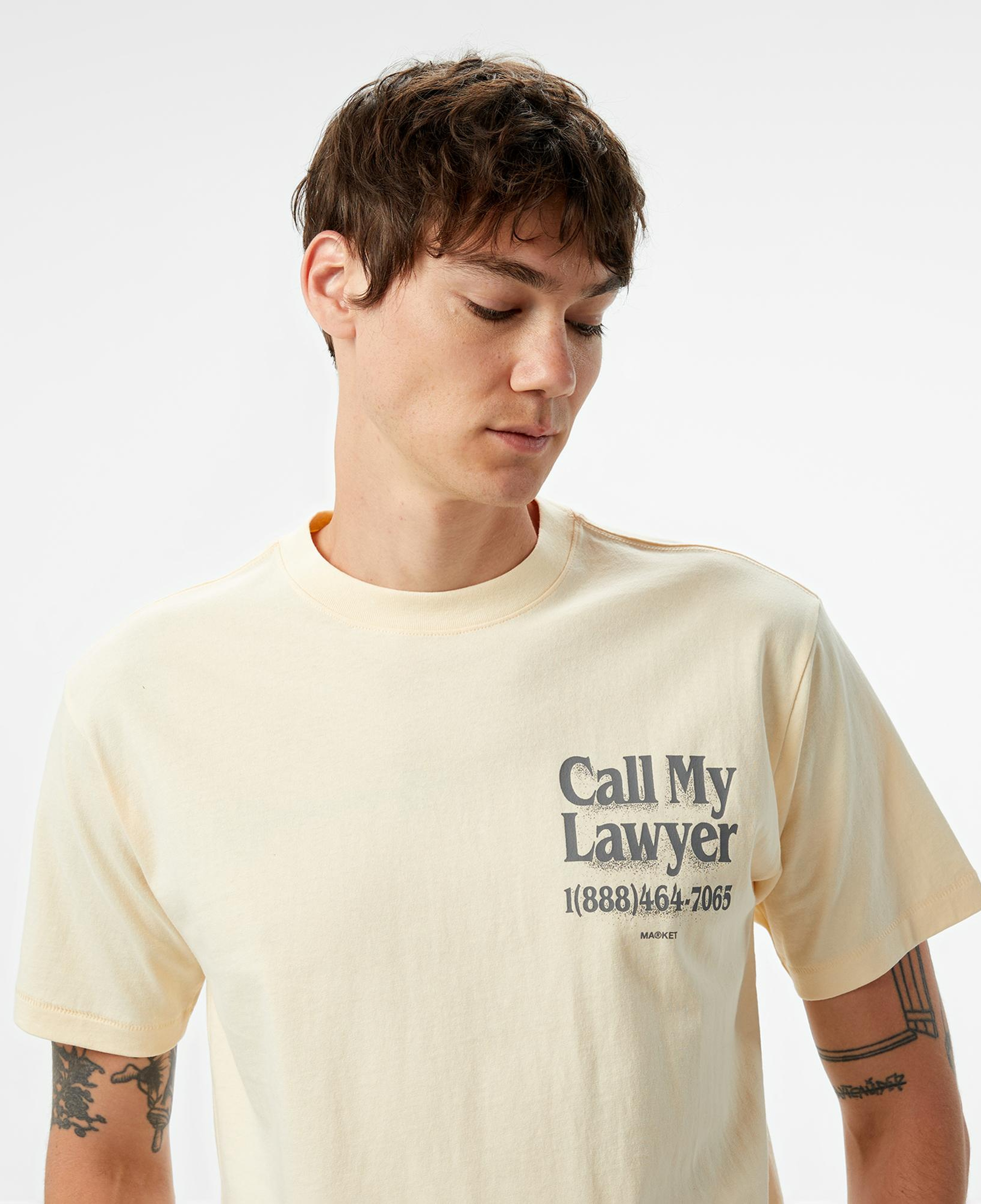 The Market 'Call My Lawyer' Erkek Bej T-Shirt