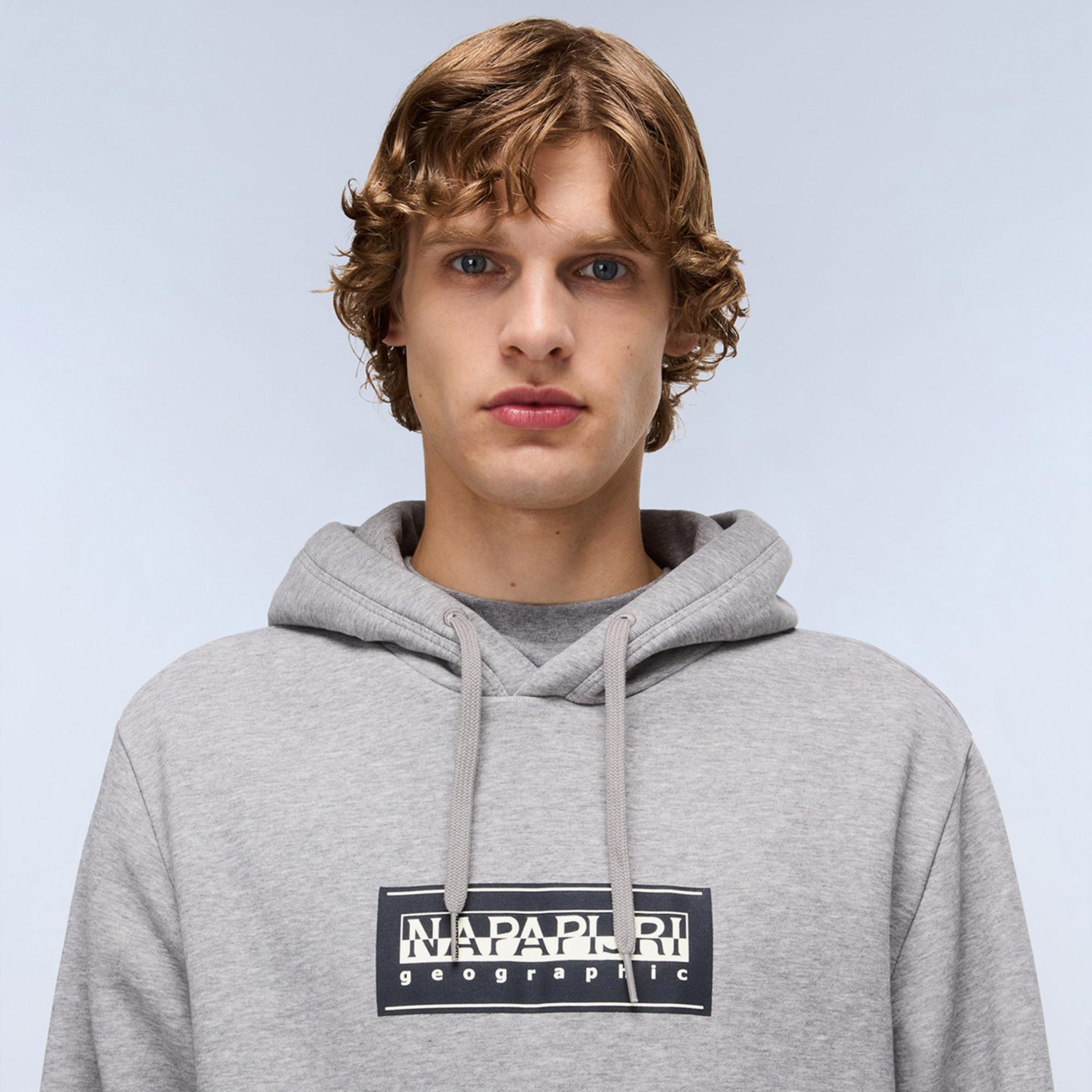 Napapijri B-Box Logo Erkek Gri Sweatshirt