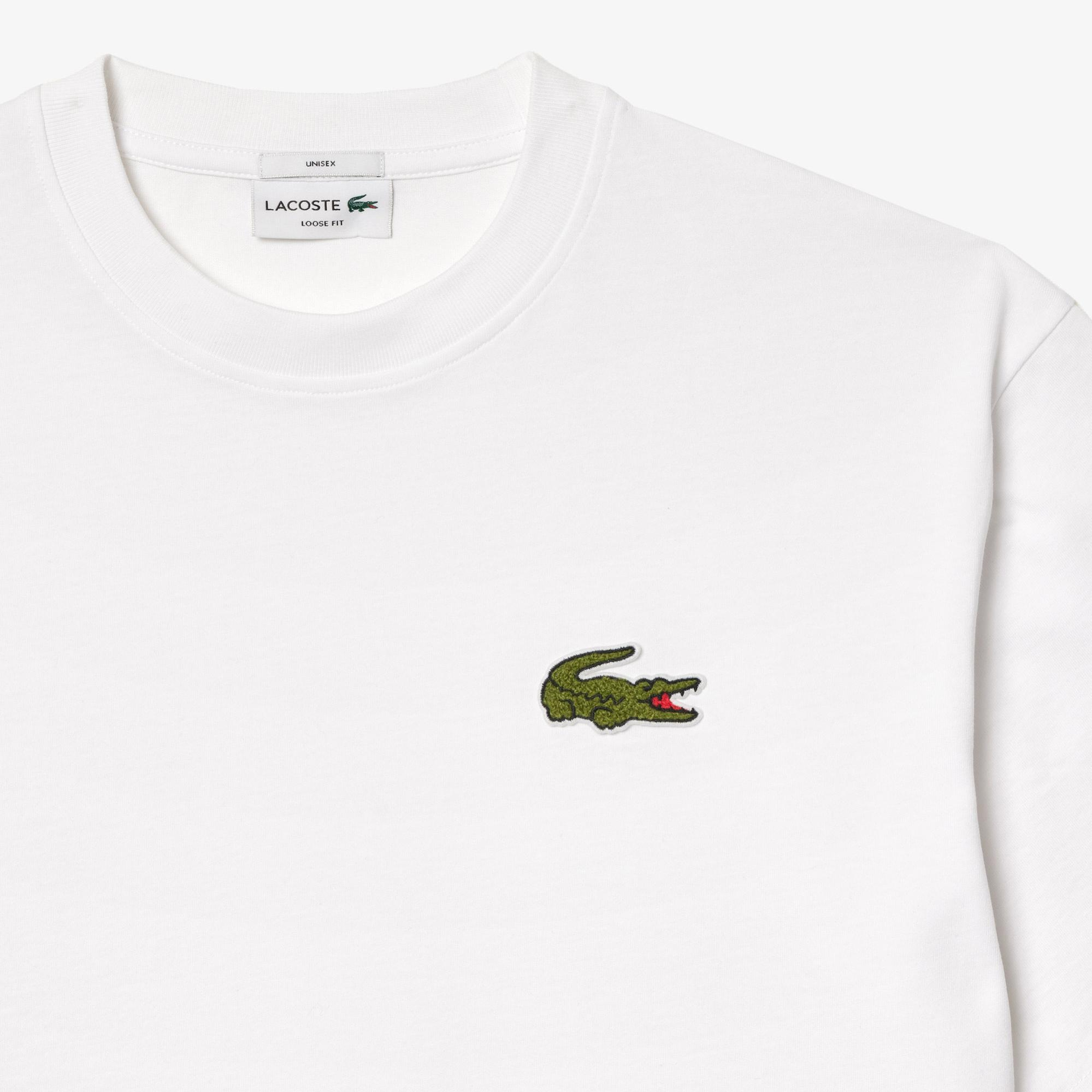 Lacoste Unisex Loose Fit Bisiklet Yaka Beyaz T-Shirt