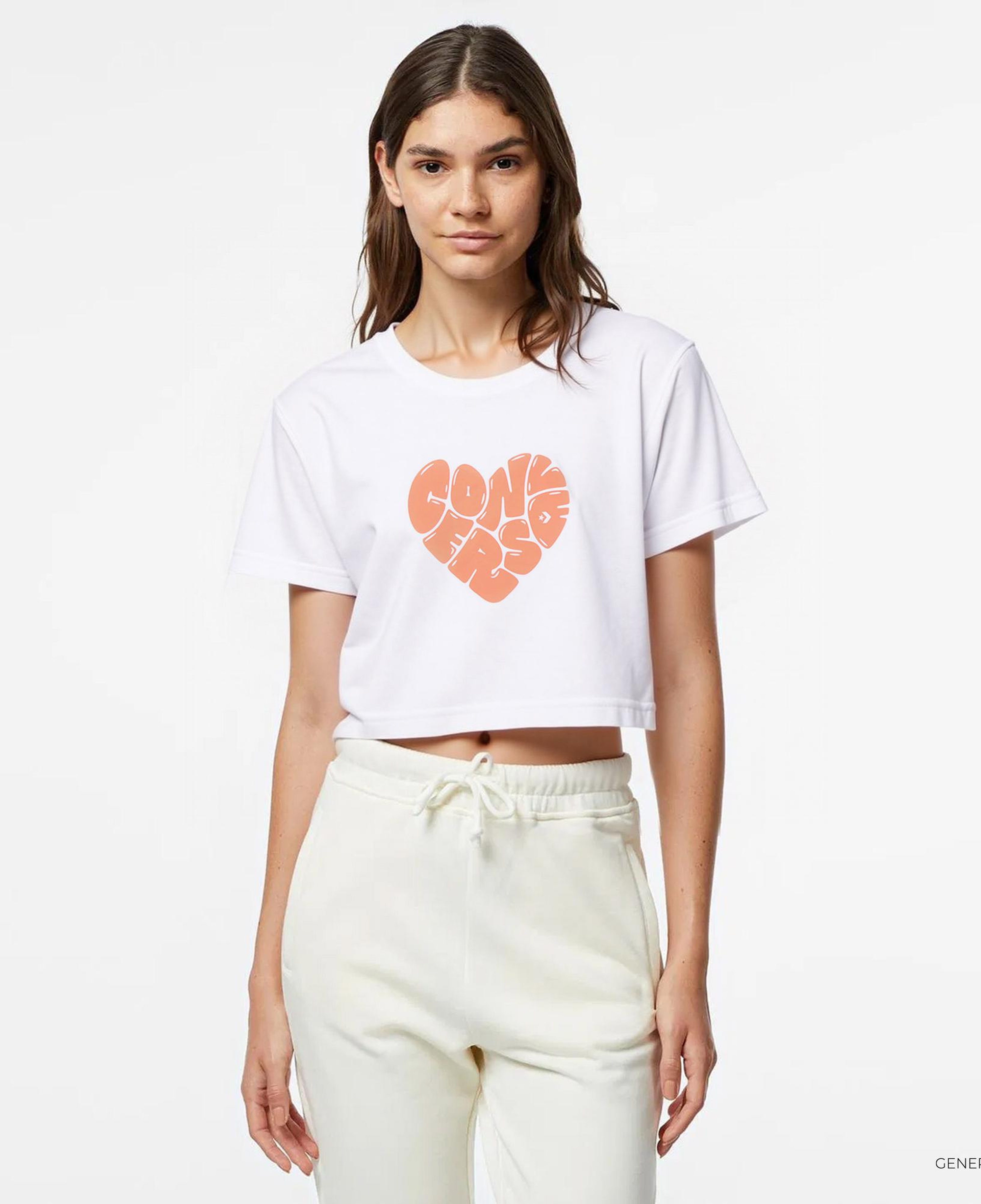 Converse Heart Slim Fit Kadın Beyaz T-Shirt