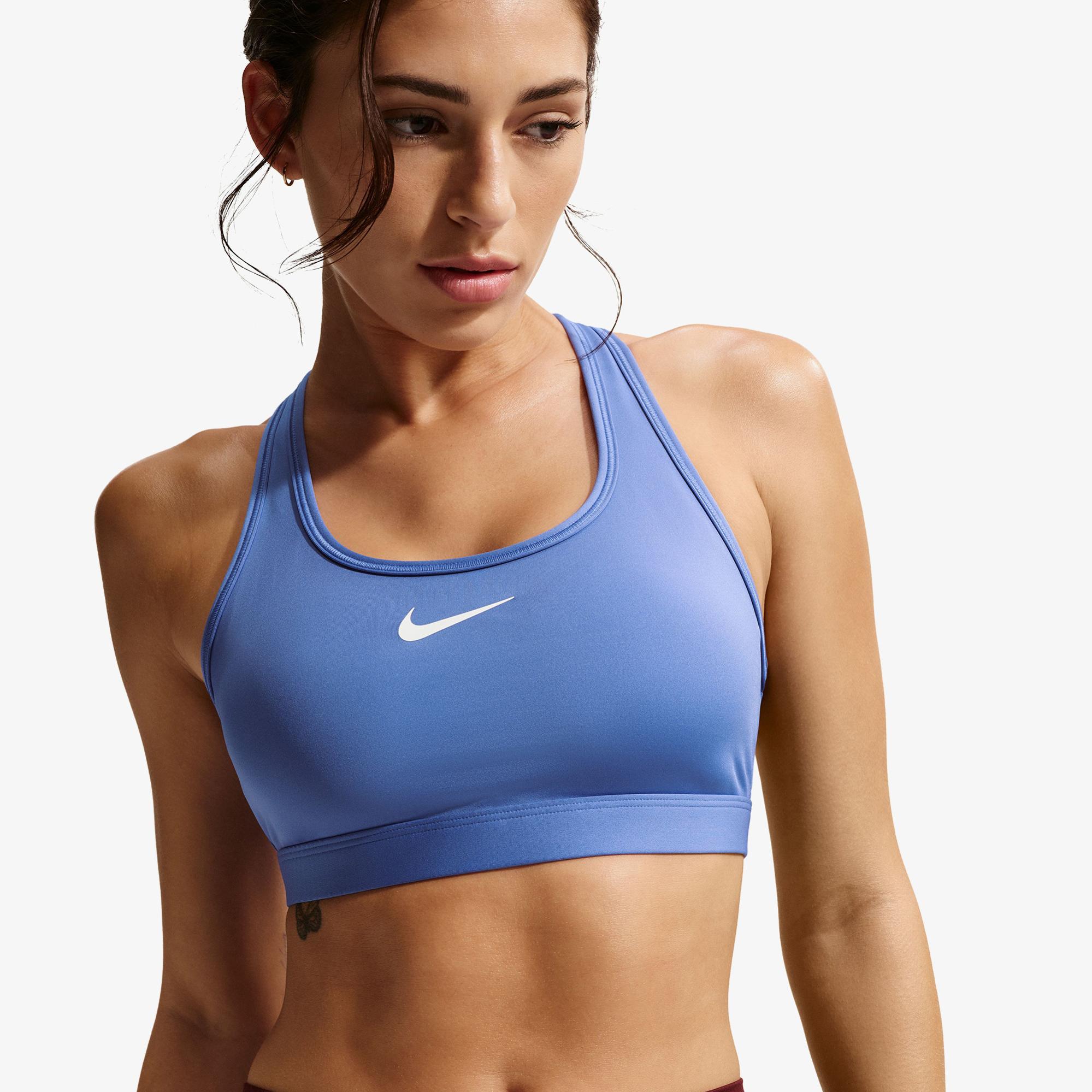 Nike Swoosh Medium Support Kadın Mavi Bra