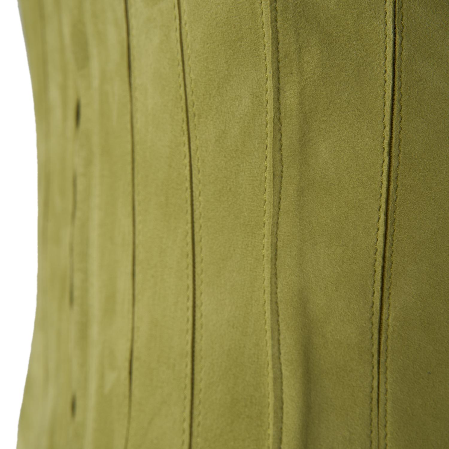 Deundria Yeşil Kadın Panelli Fit Süet Ceket