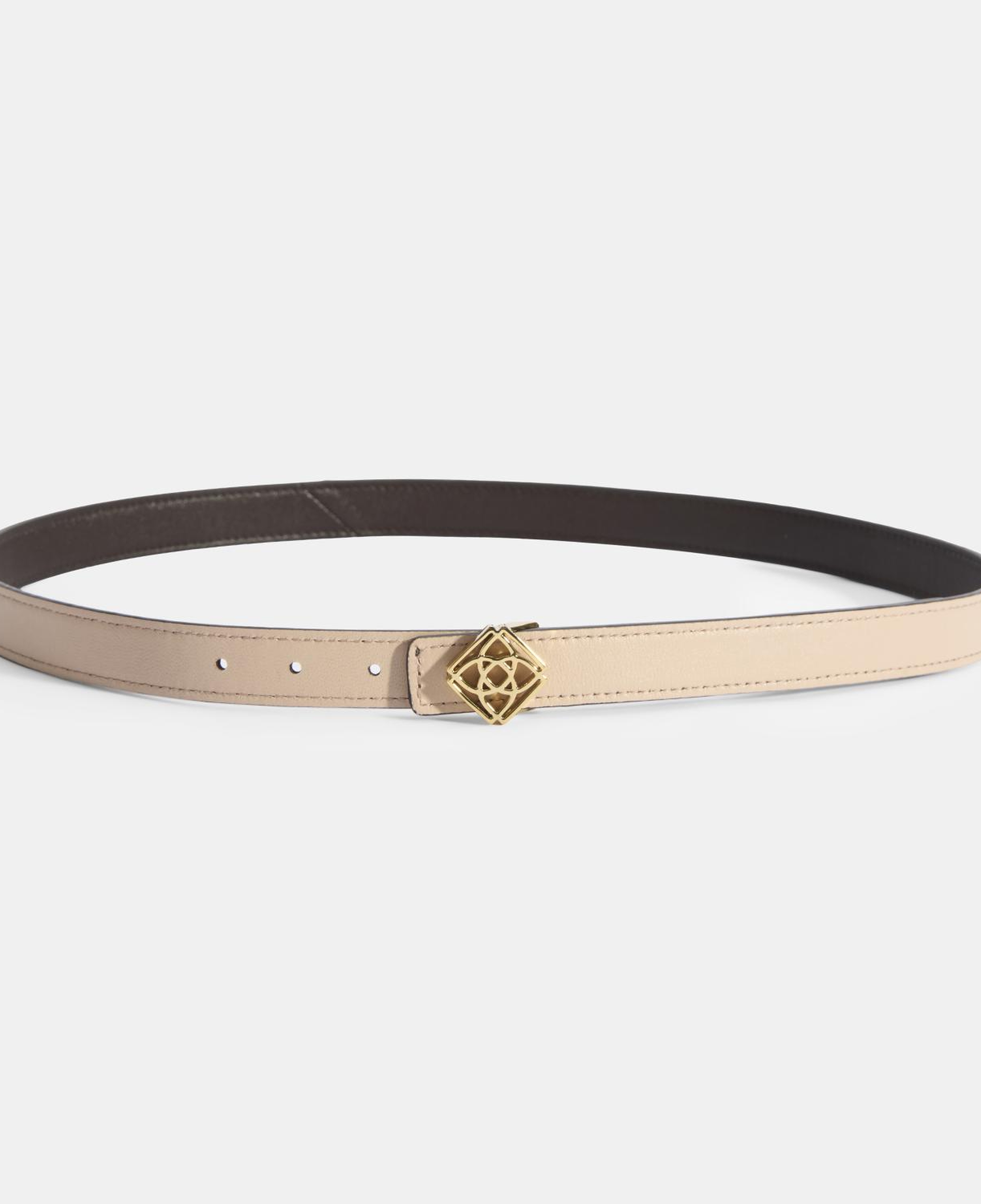 Kadın Kahve / Pudra Çift Taraflı Deri Kemer