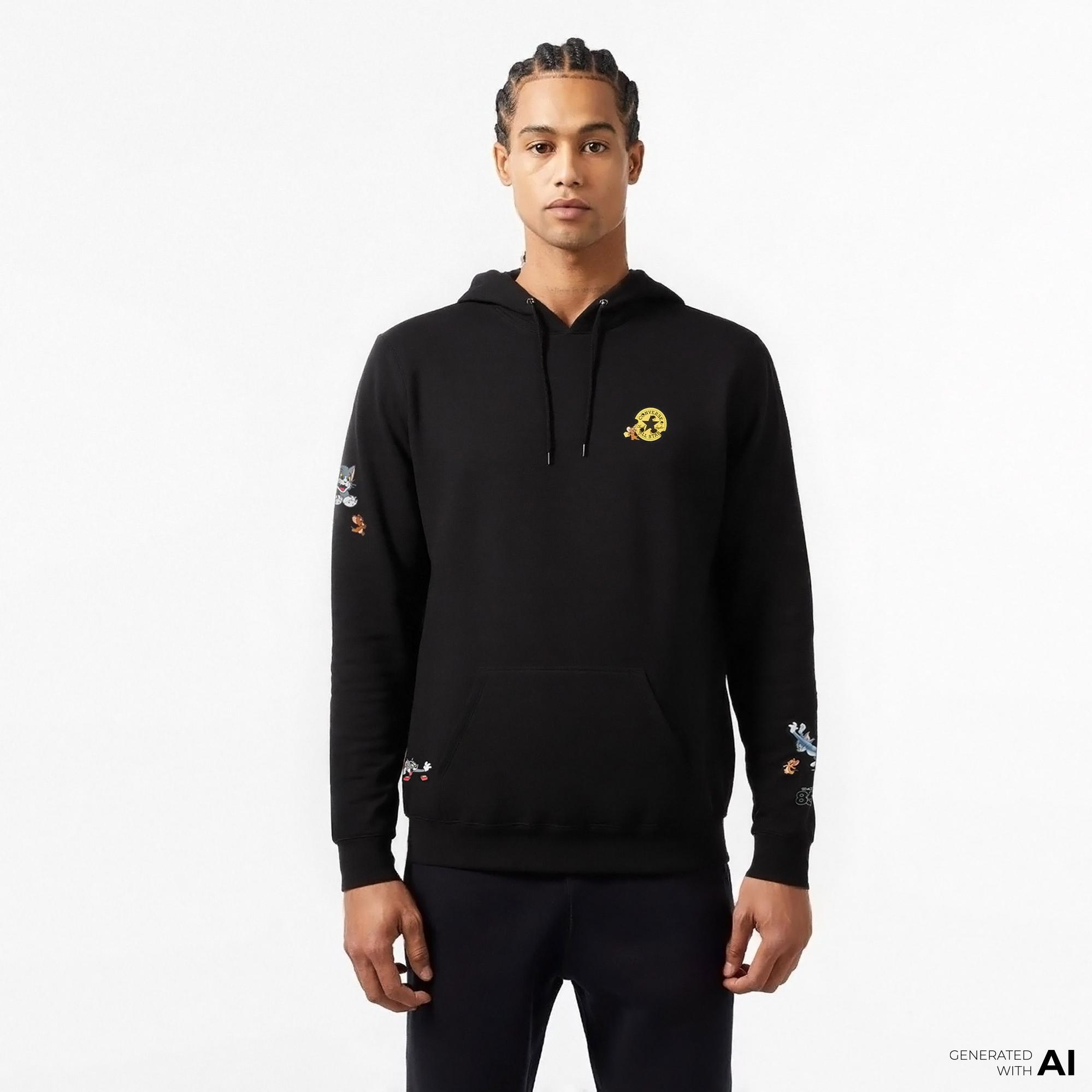 Converse X Tom & Jerry Unisex Siyah Sweatshirt