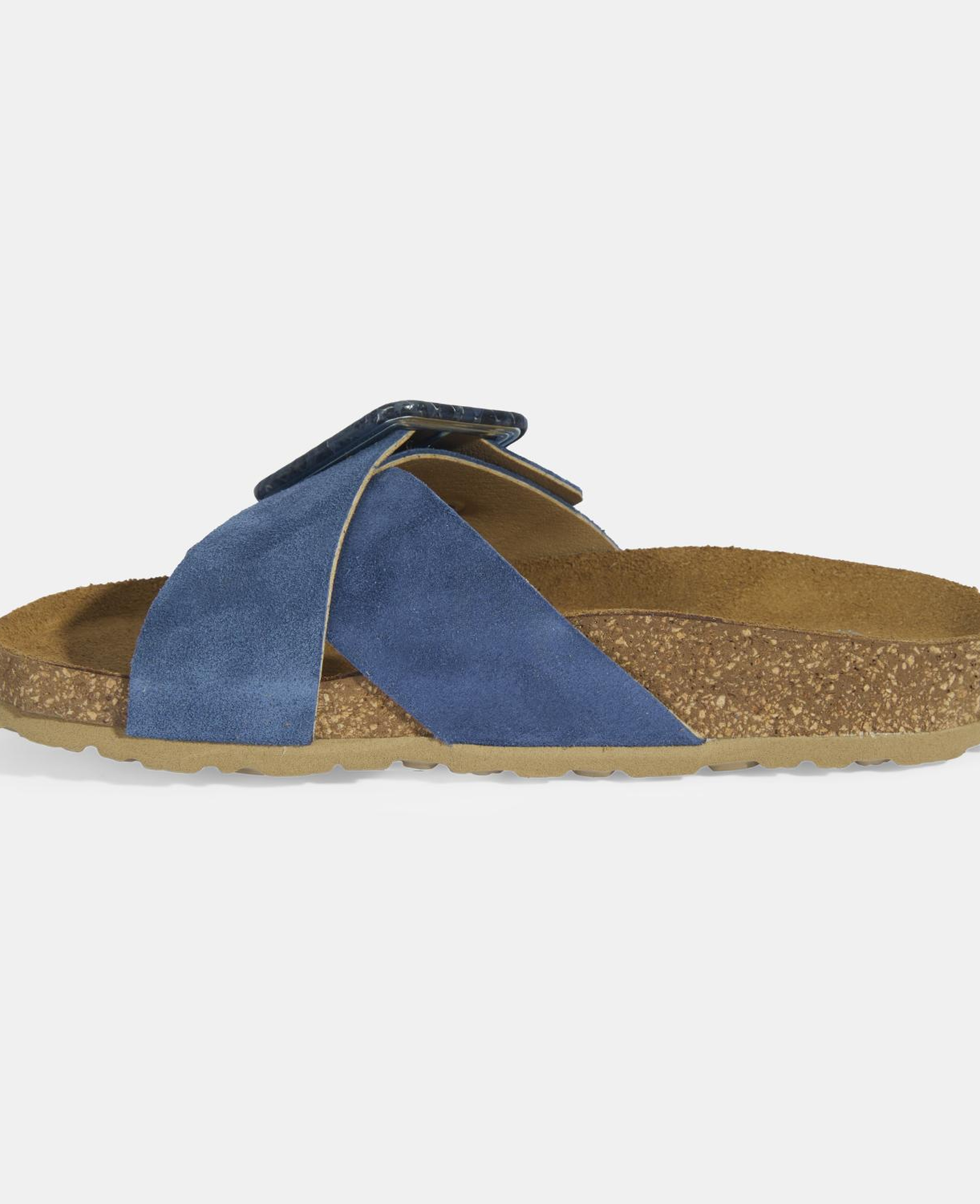 Kadın Mavi Ayarlanabilir Toka Detaylı Süet Terlik