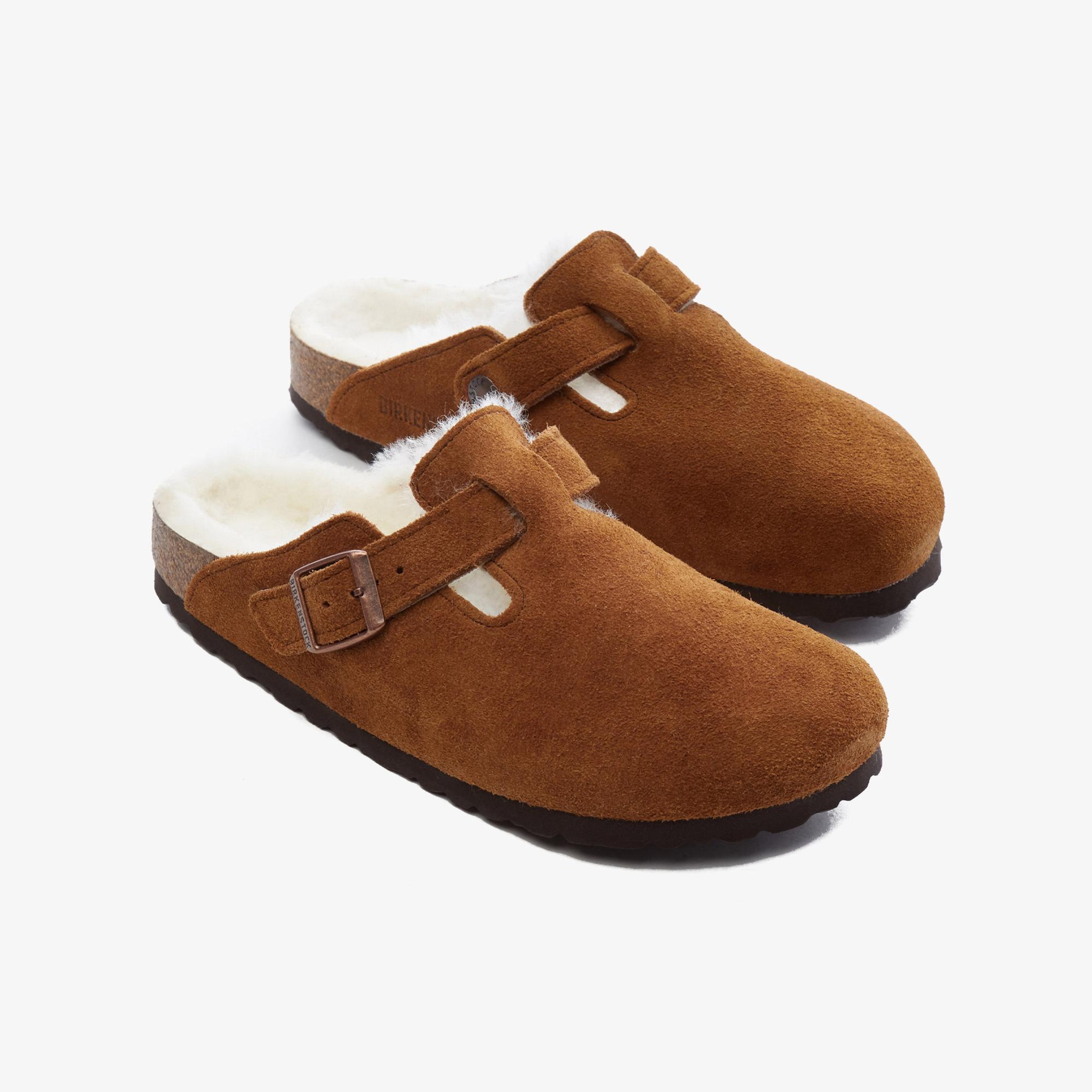 Birkenstock Suede Shearling Unisex Kahverengi Terlik