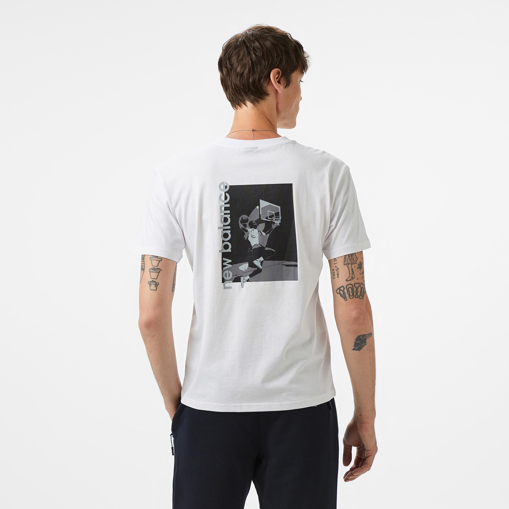 New Balance Lifestyle Erkek Beyaz T-Shirt