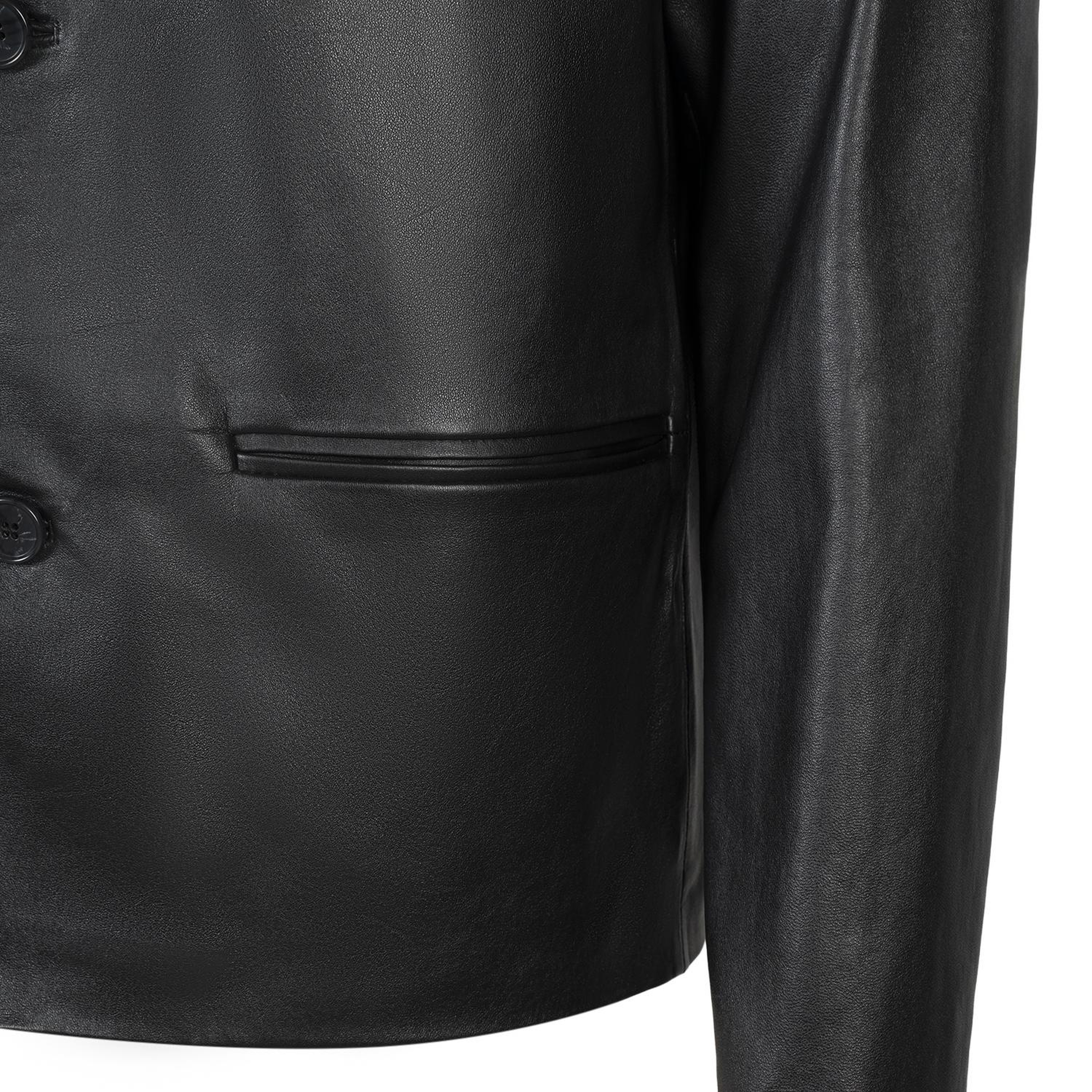 Erkek Siyah Gömlek Yakalı Deri Blazer Ceket