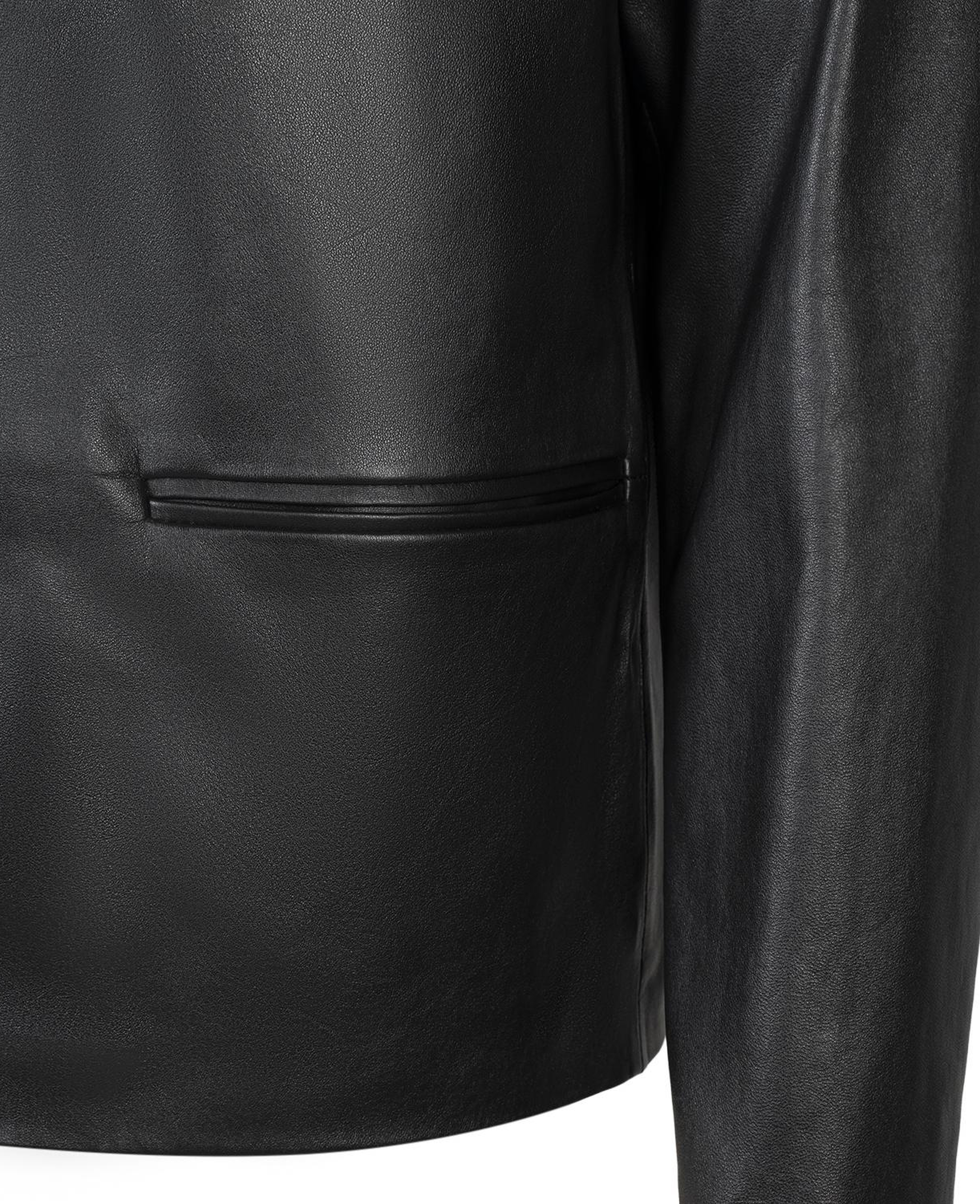 Erkek Siyah Gömlek Yakalı Deri Blazer Ceket