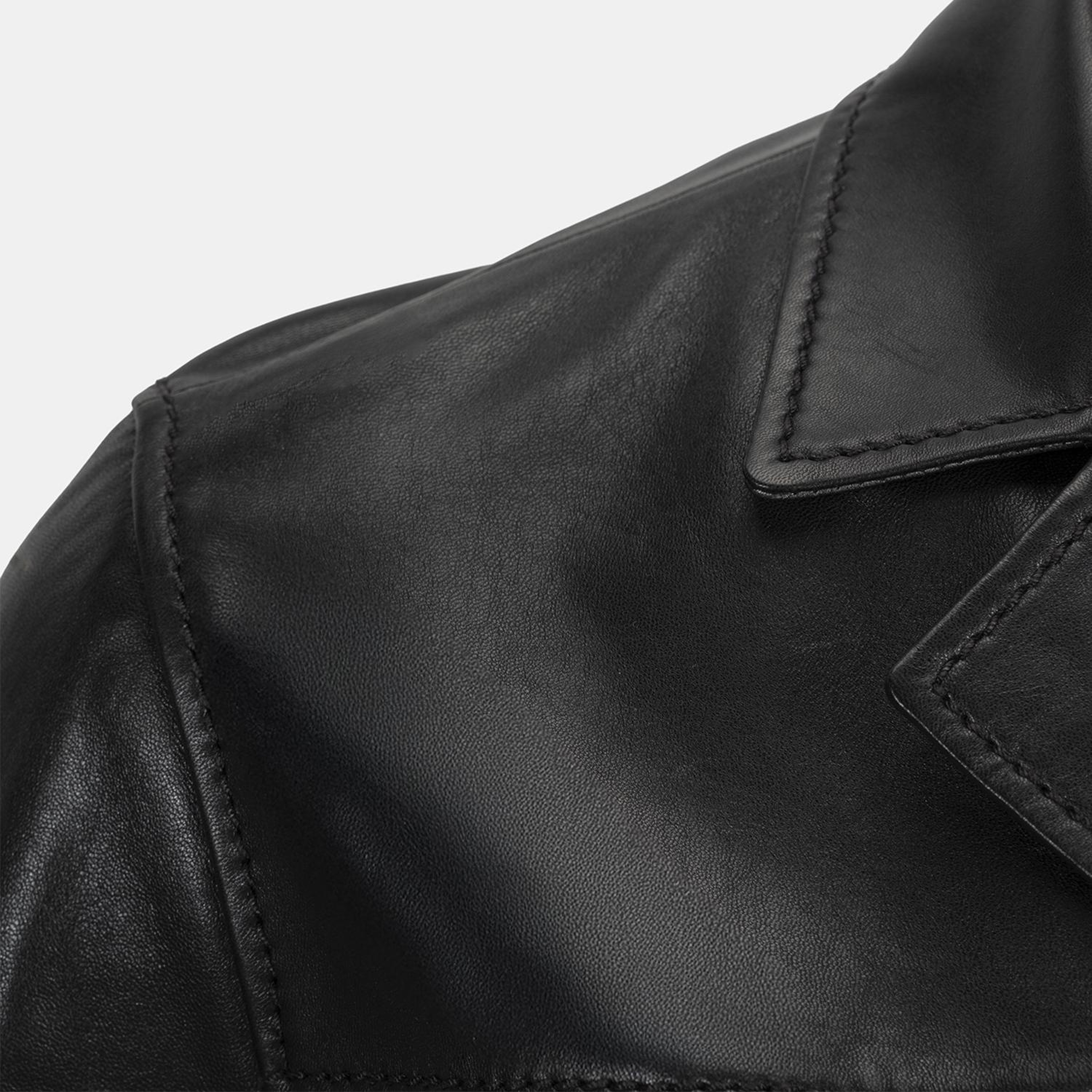 Erkek Siyah Gömlek Yakalı Deri Blazer Ceket