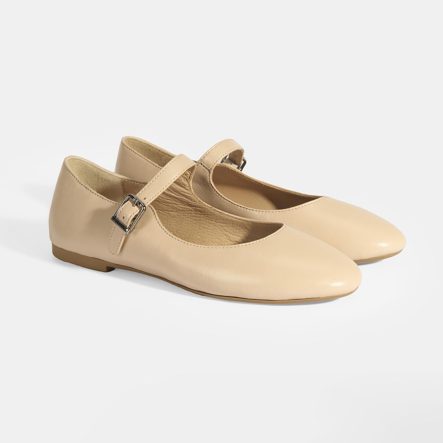 Kadın Ten Deri Mary Jane Babet