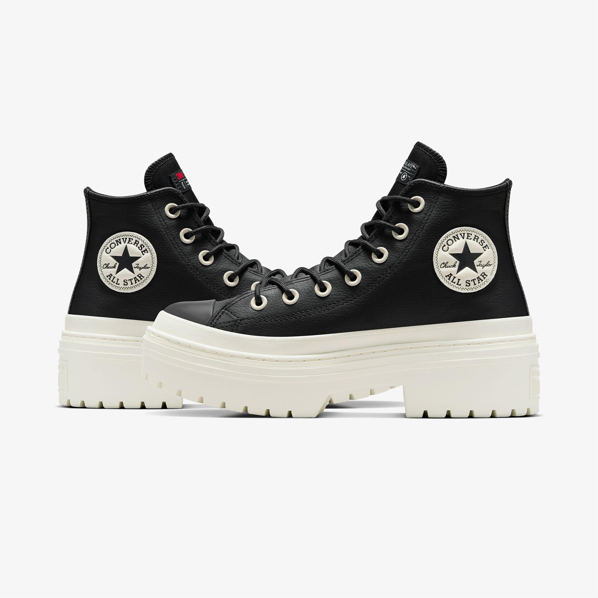 Converse Chuck Taylor All Star Lugged Heel Kadın Siyah Deri Platform Bot