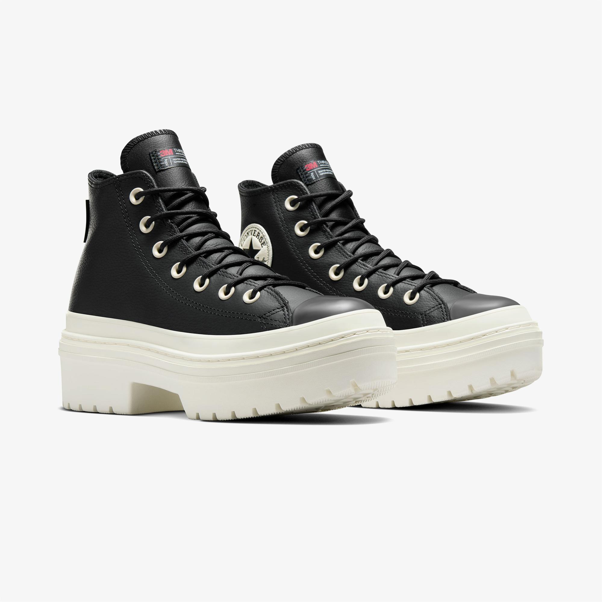 Converse Chuck Taylor All Star Lugged Heel Kadın Siyah Deri Platform Bot