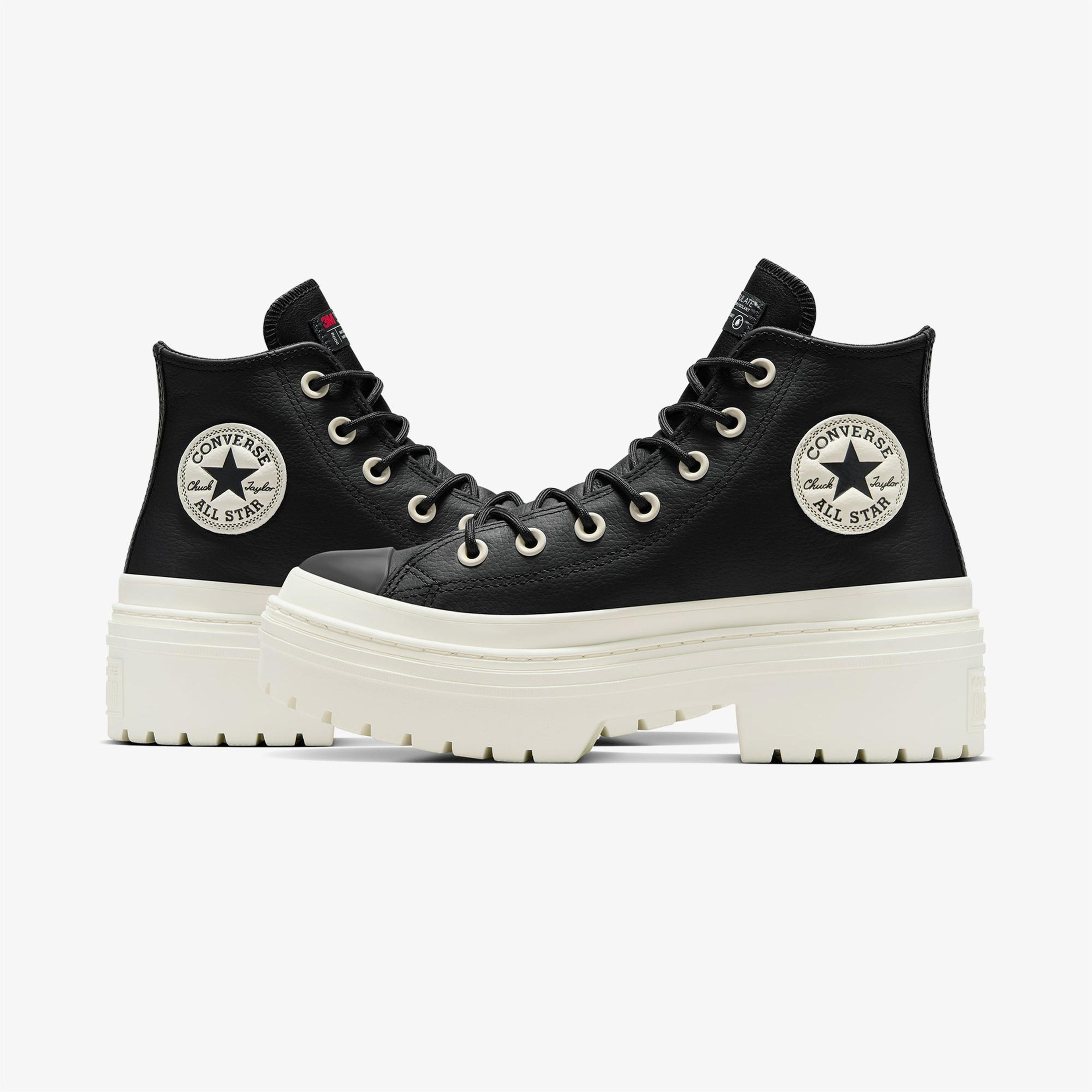 Converse Chuck Taylor All Star Lugged Heel Kadın Siyah Deri Platform Bot