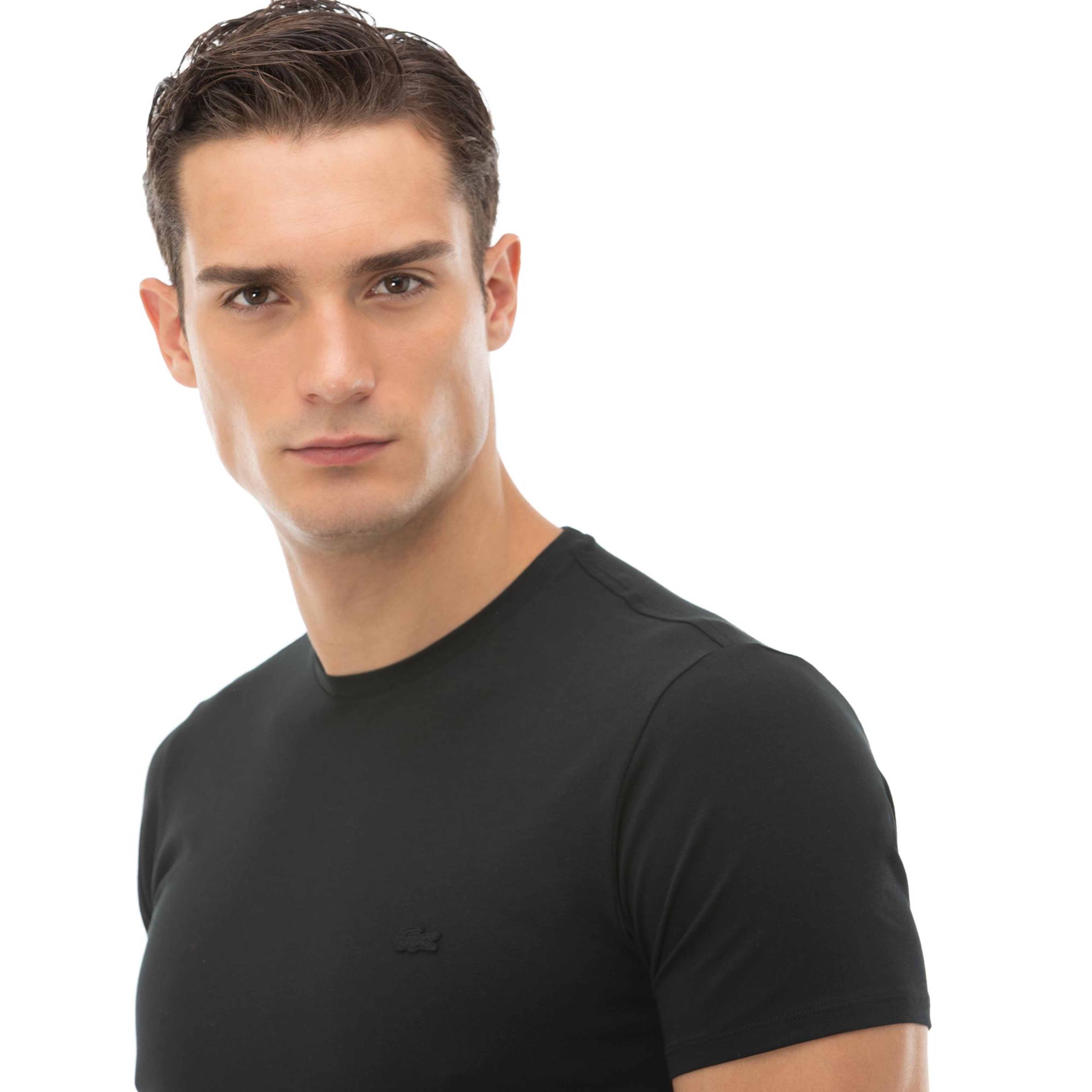 Lacoste Erkek Slim Fit Bisiklet Yaka Siyah T-Shirt