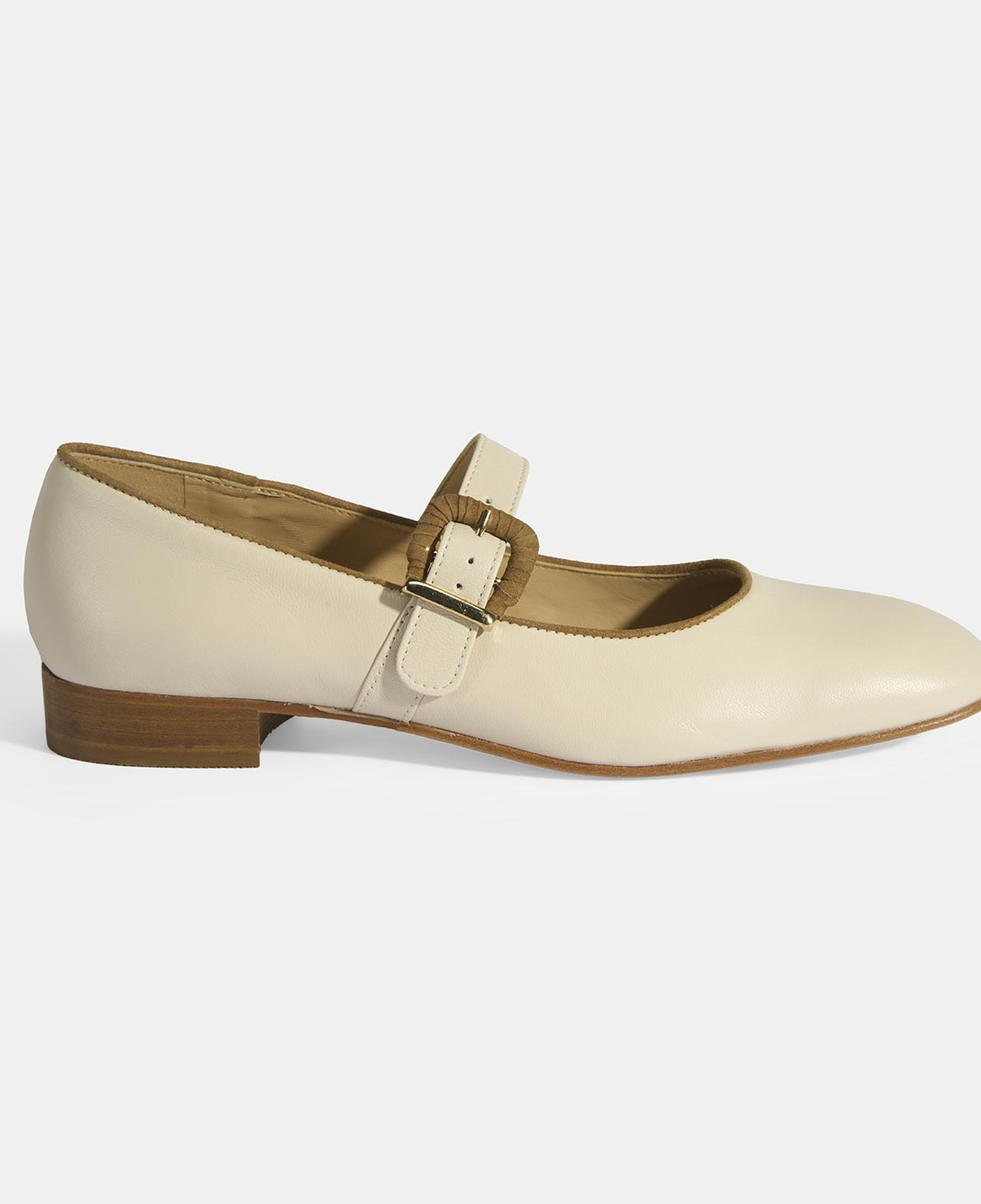 Luca Grossi Kadın Krem Toka Aksesuarlı Deri Mary Jane Babet