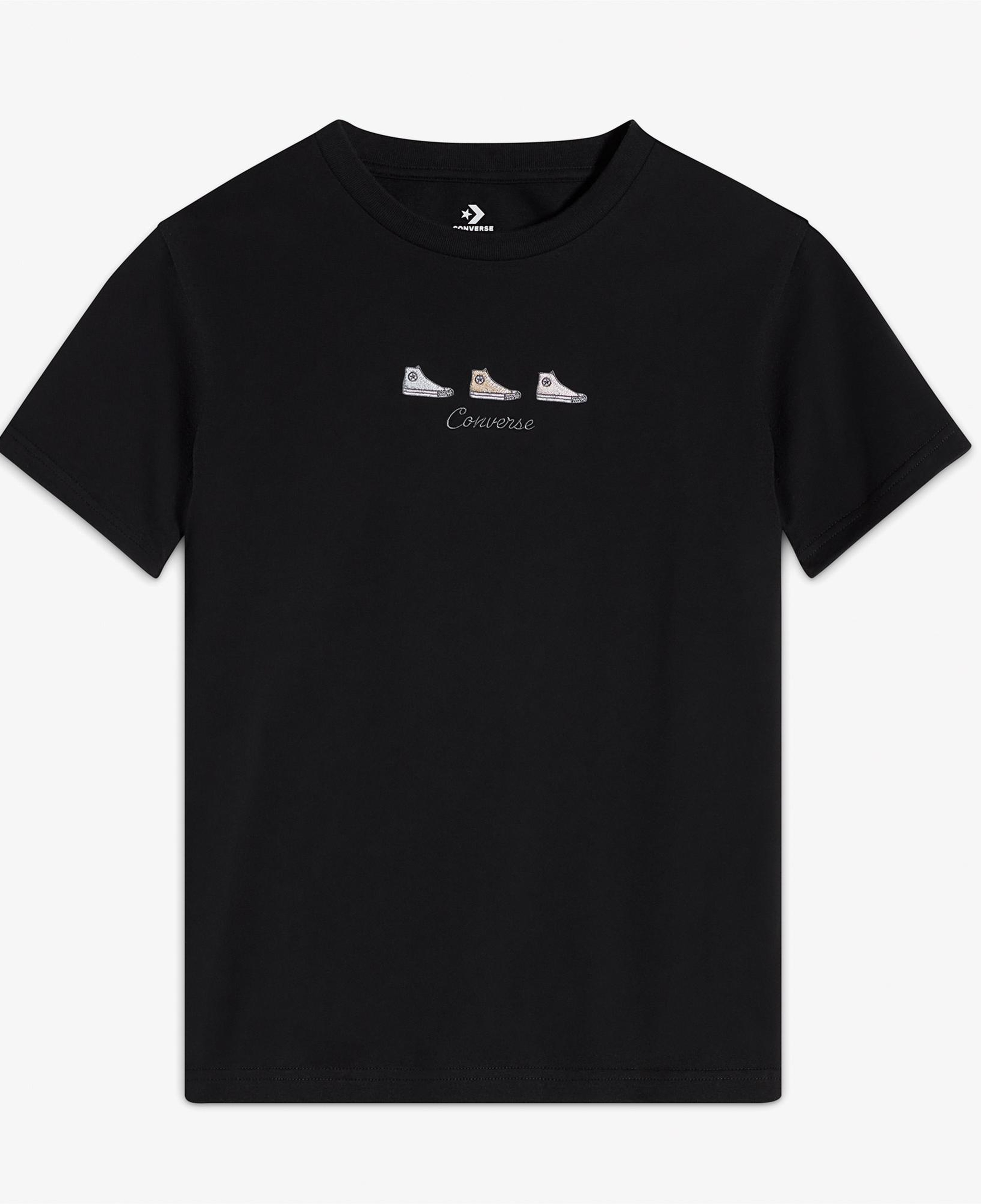 Converse High Tops Kadın Nakışlı Siyah T-Shirt