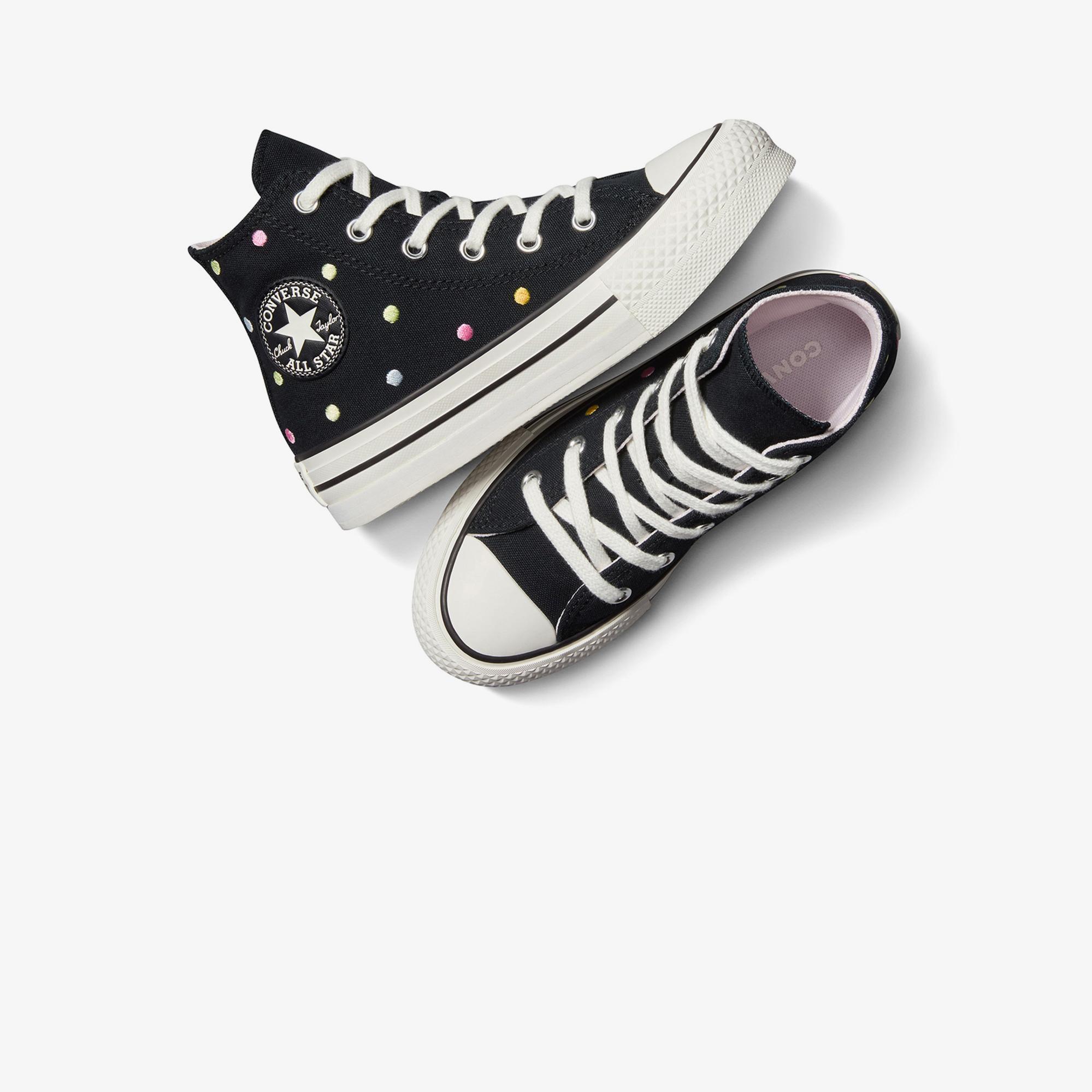 Converse Chuck Taylor All Star EVA Lift Polka Dots Çocuk Siyah Platform Sneaker