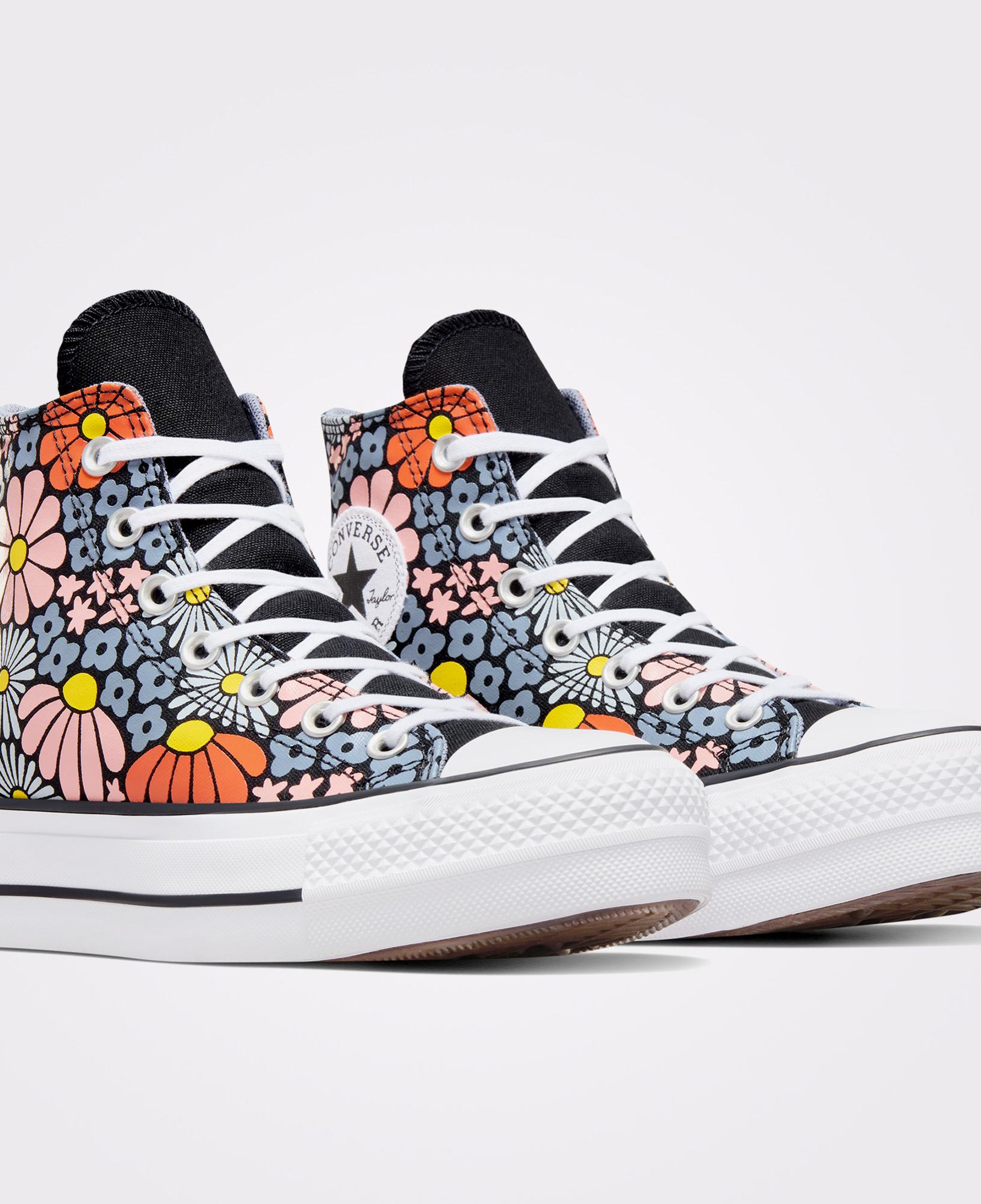 Converse Chuck Taylor All Star Lift Platform Floral Kadın Siyah Sneaker