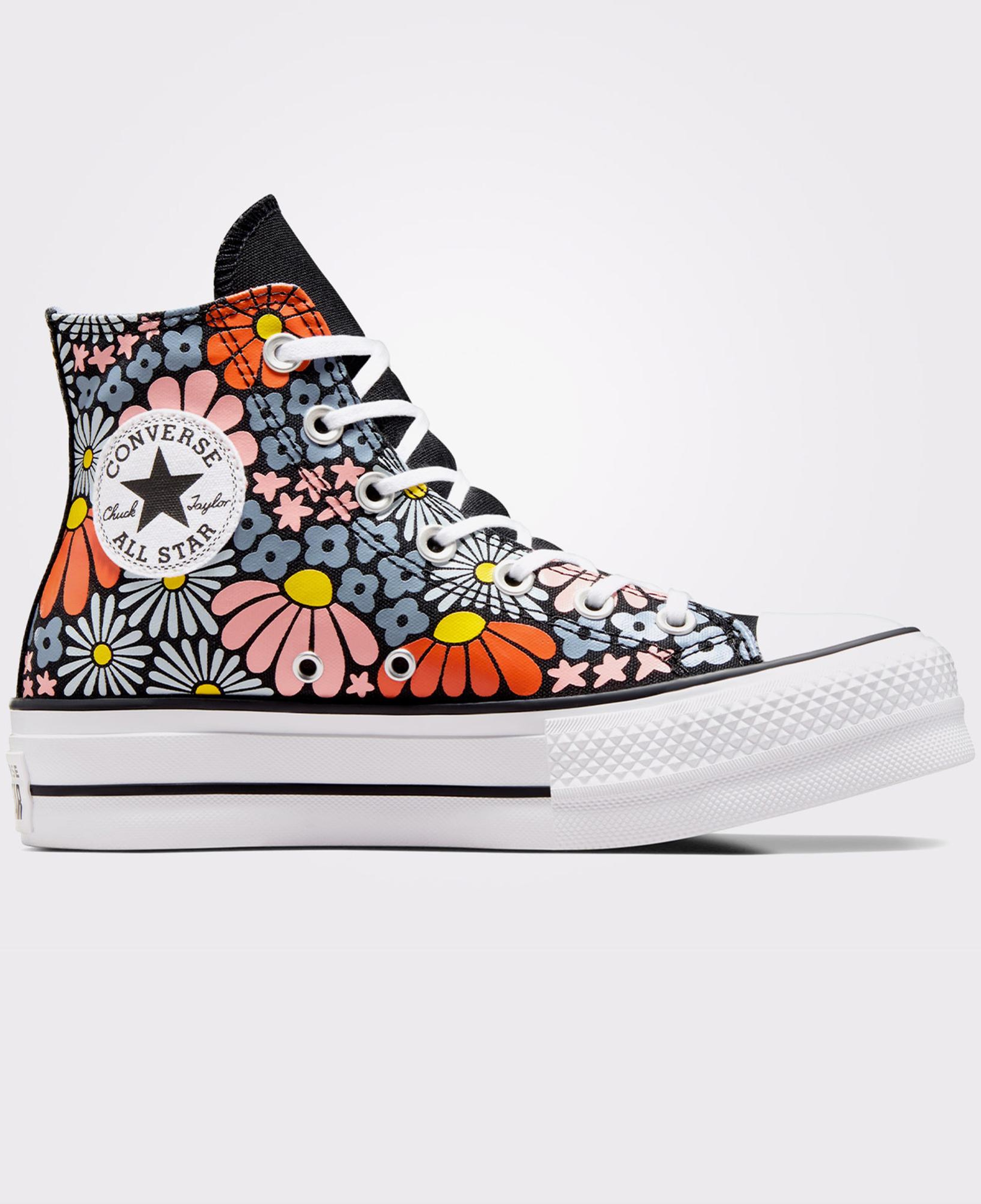 Converse Chuck Taylor All Star Lift Platform Floral Kadın Siyah Sneaker