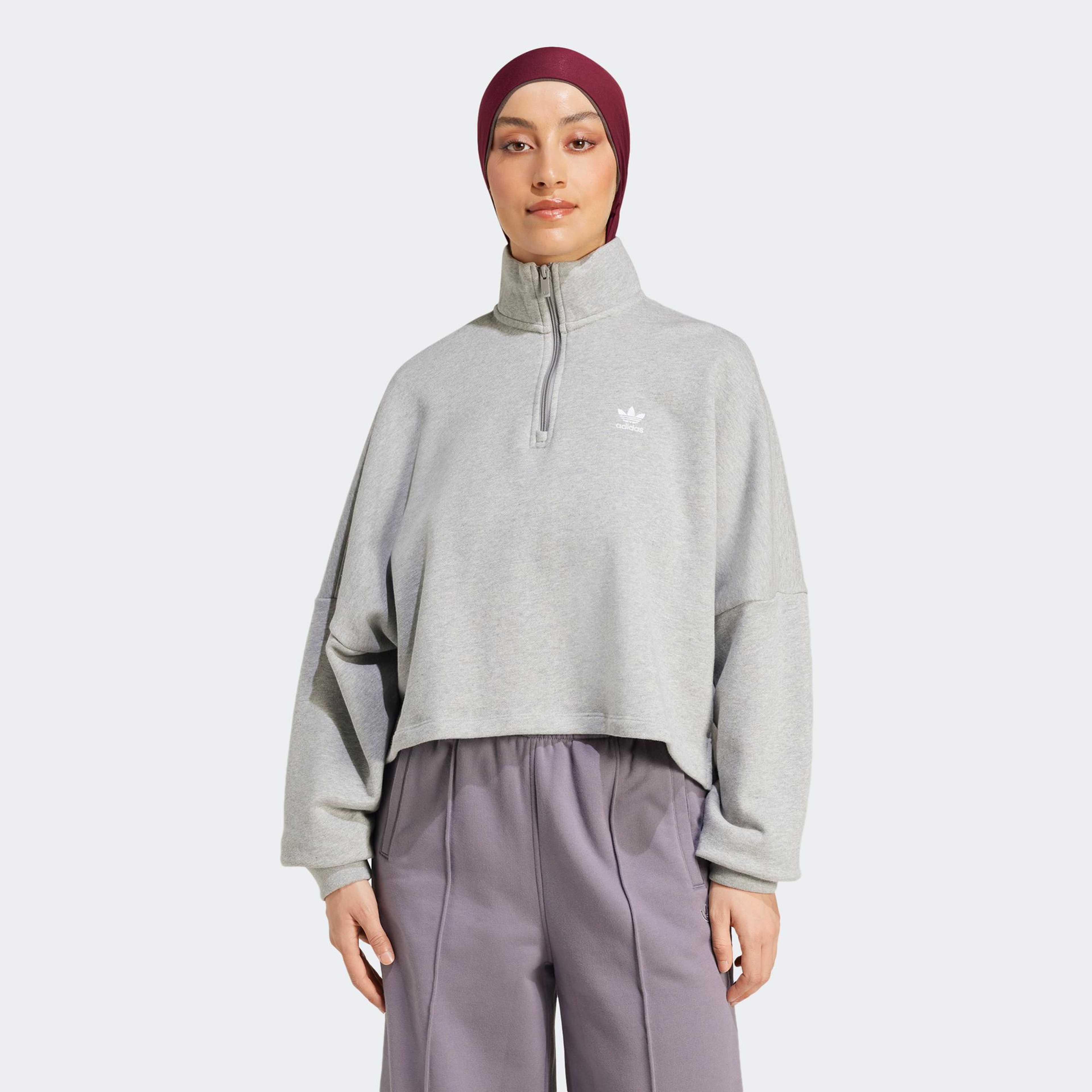 adidas Essentials Fleece Kadın Gri Sweatshirt