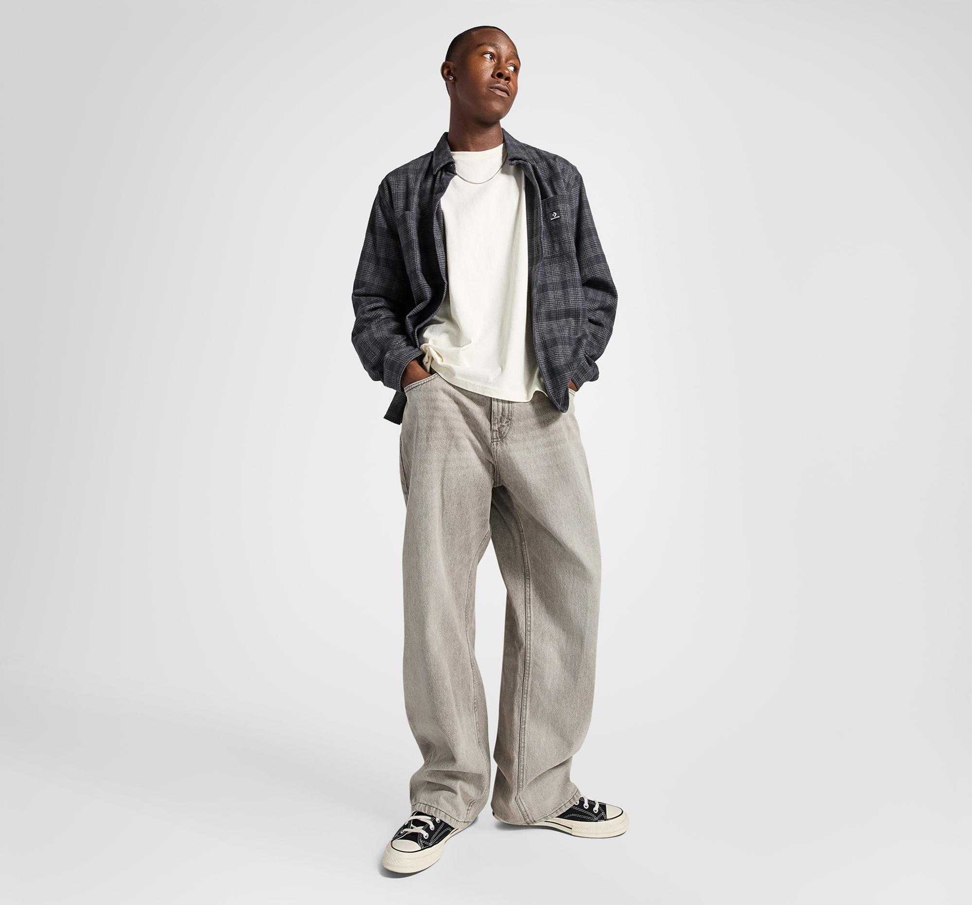 Converse Erkek Ekose Gri Gömlek