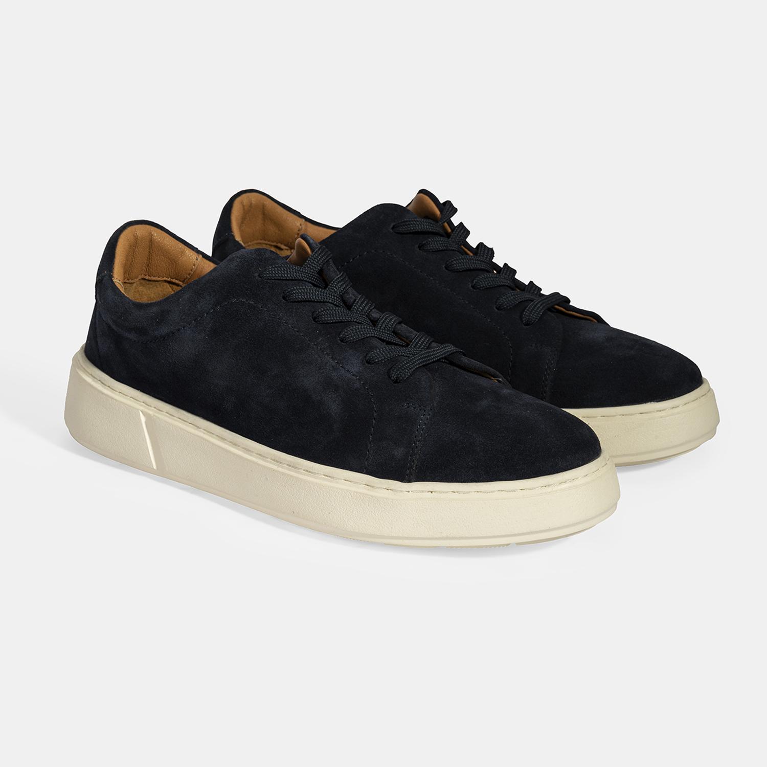 Erkek Lacivert Bağcıklı Süet Spor Ayakkabı