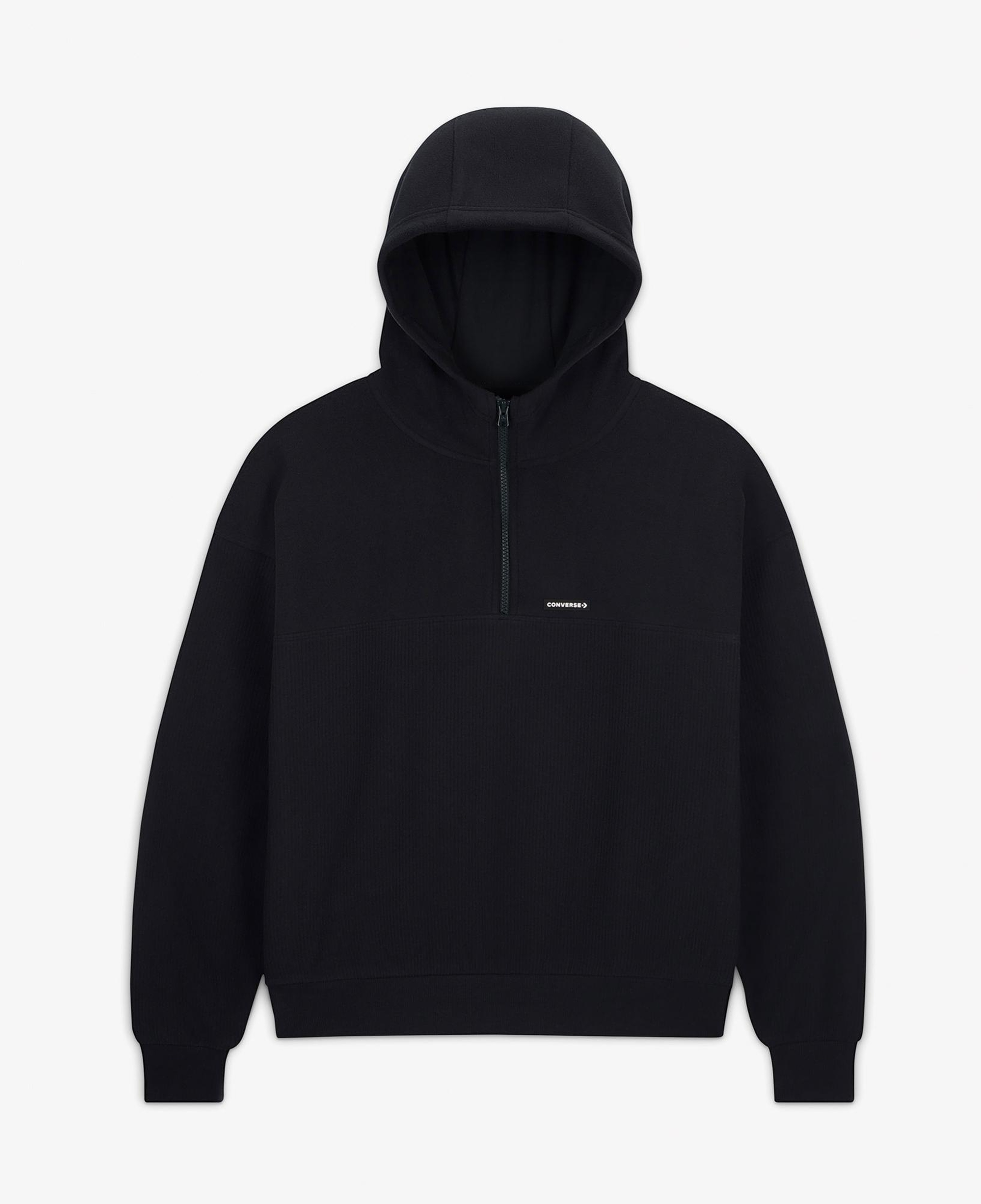 Converse Classic Kadın Siyah Yarım Fermuarlı Hoodie