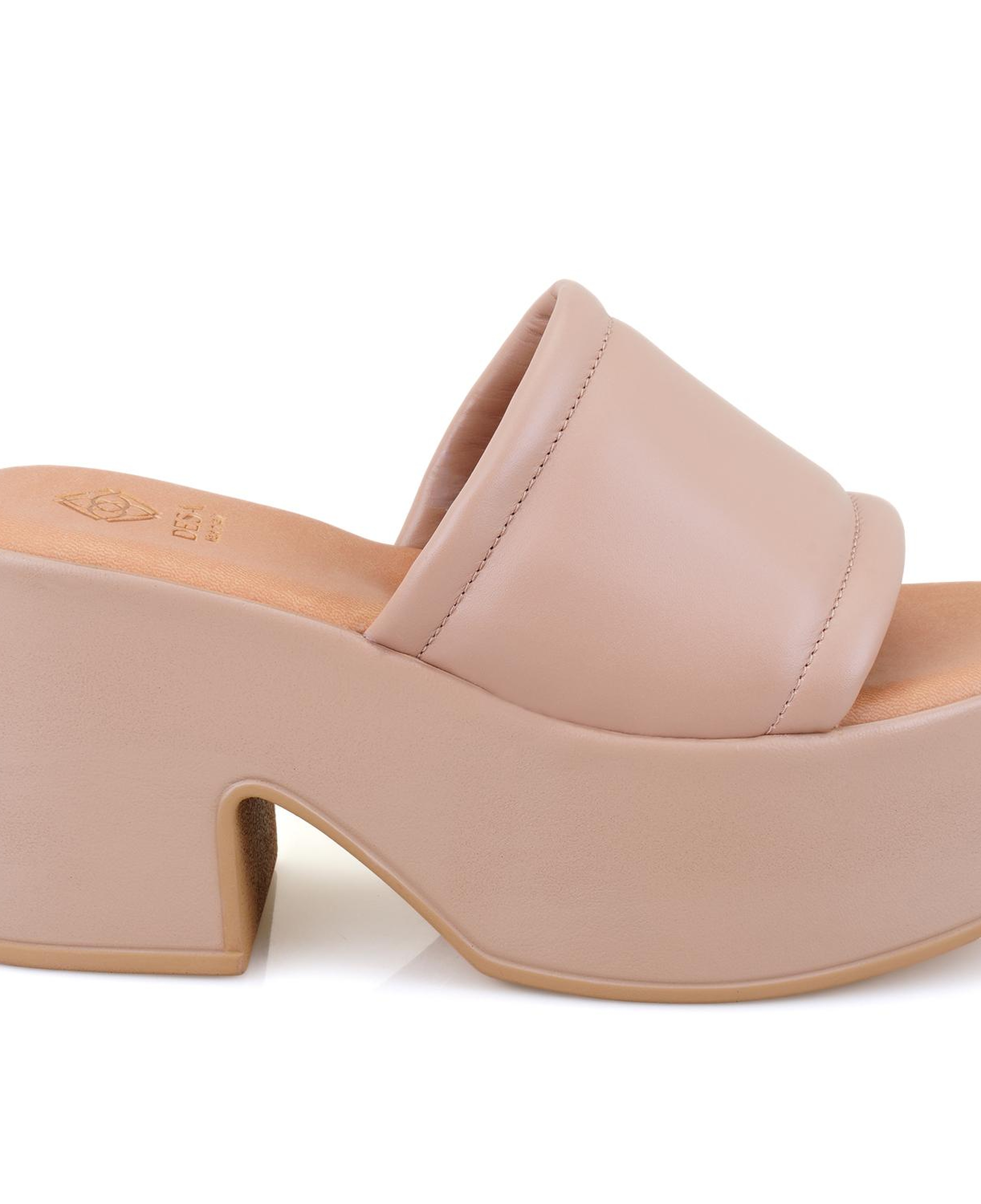 Kadın Pembe Kalın Topuklu Deri Terlik