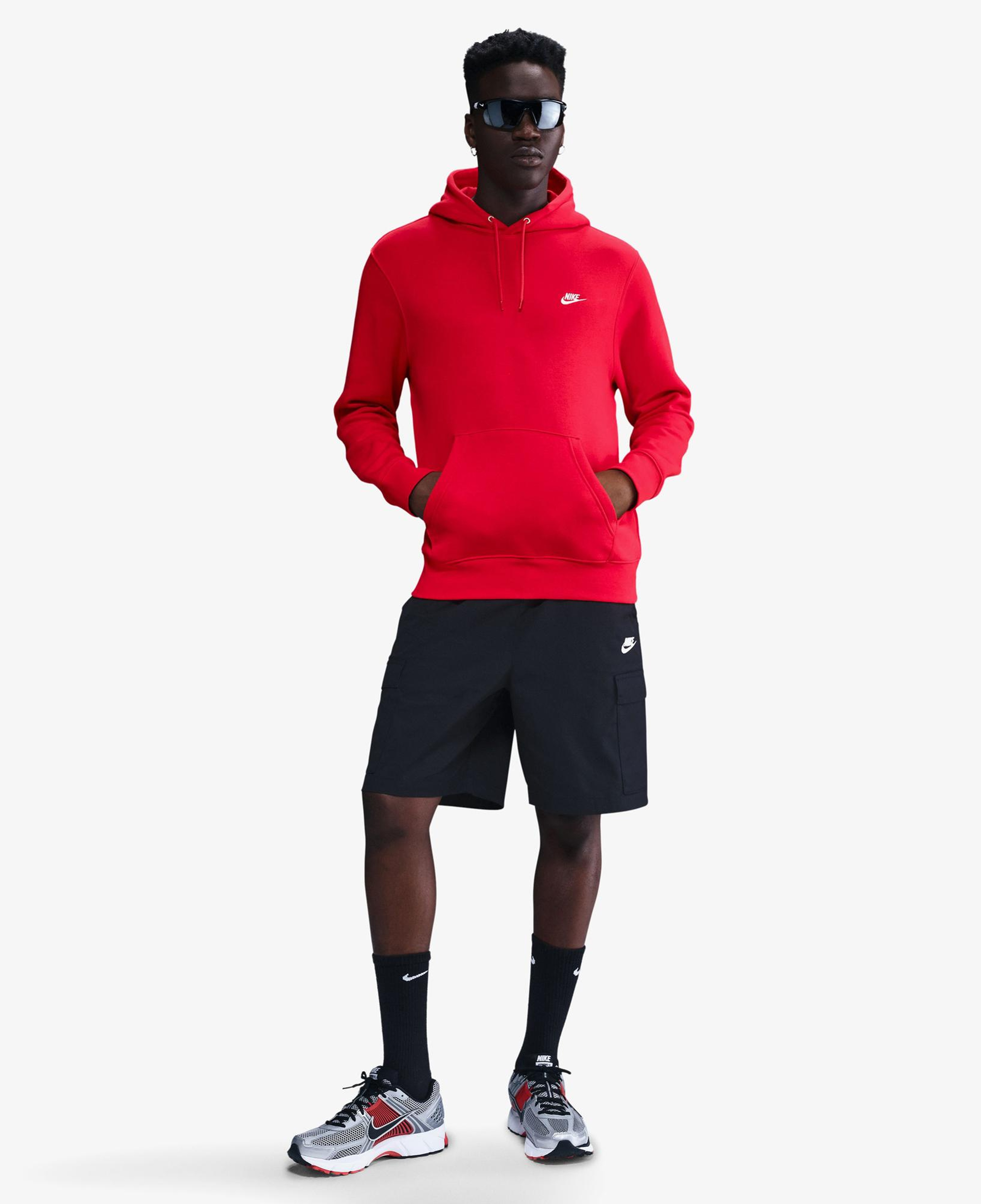 Nike Club Pullover Fleece Erkek Kırmızı Hoodie