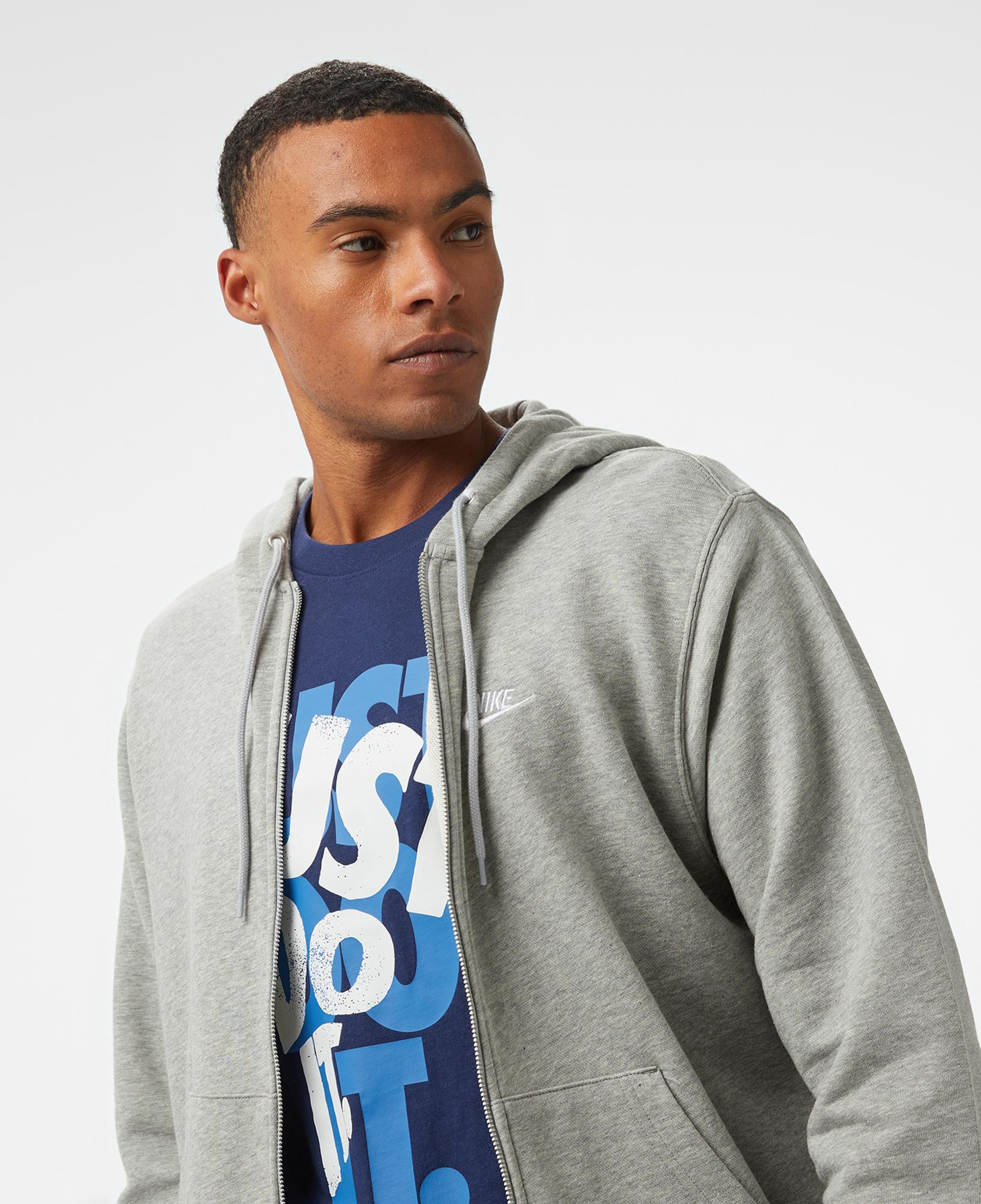 Nike Club Fleece Erkek Gri Hoodie