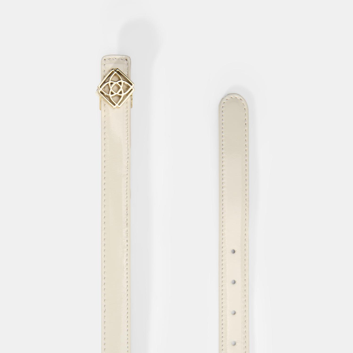 Kadın Bej / Açık Kahve Çift Taraflı Rugan Deri Kemer