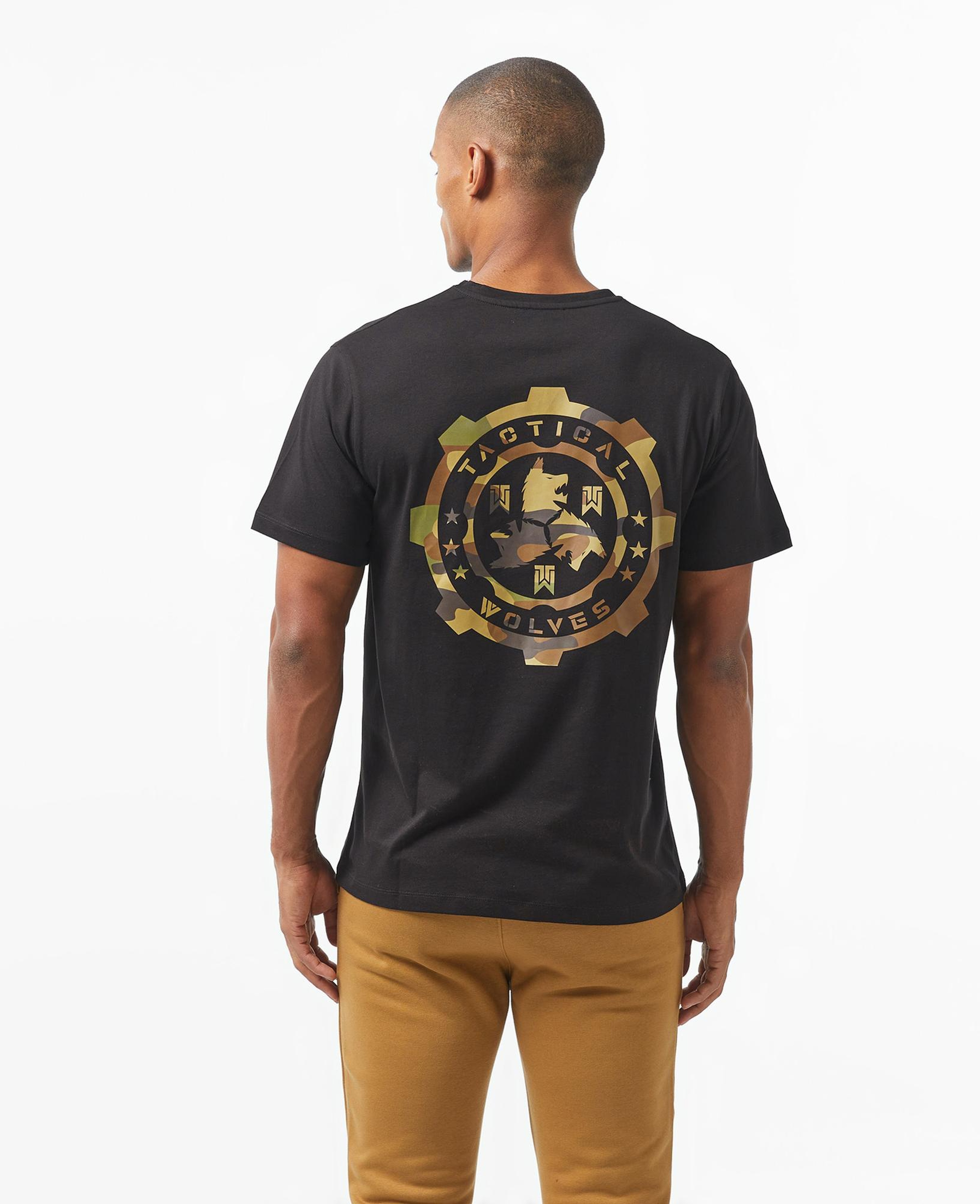 Tactical Wolves Oversize Kamuflaj Erkek Siyah T-Shirt
