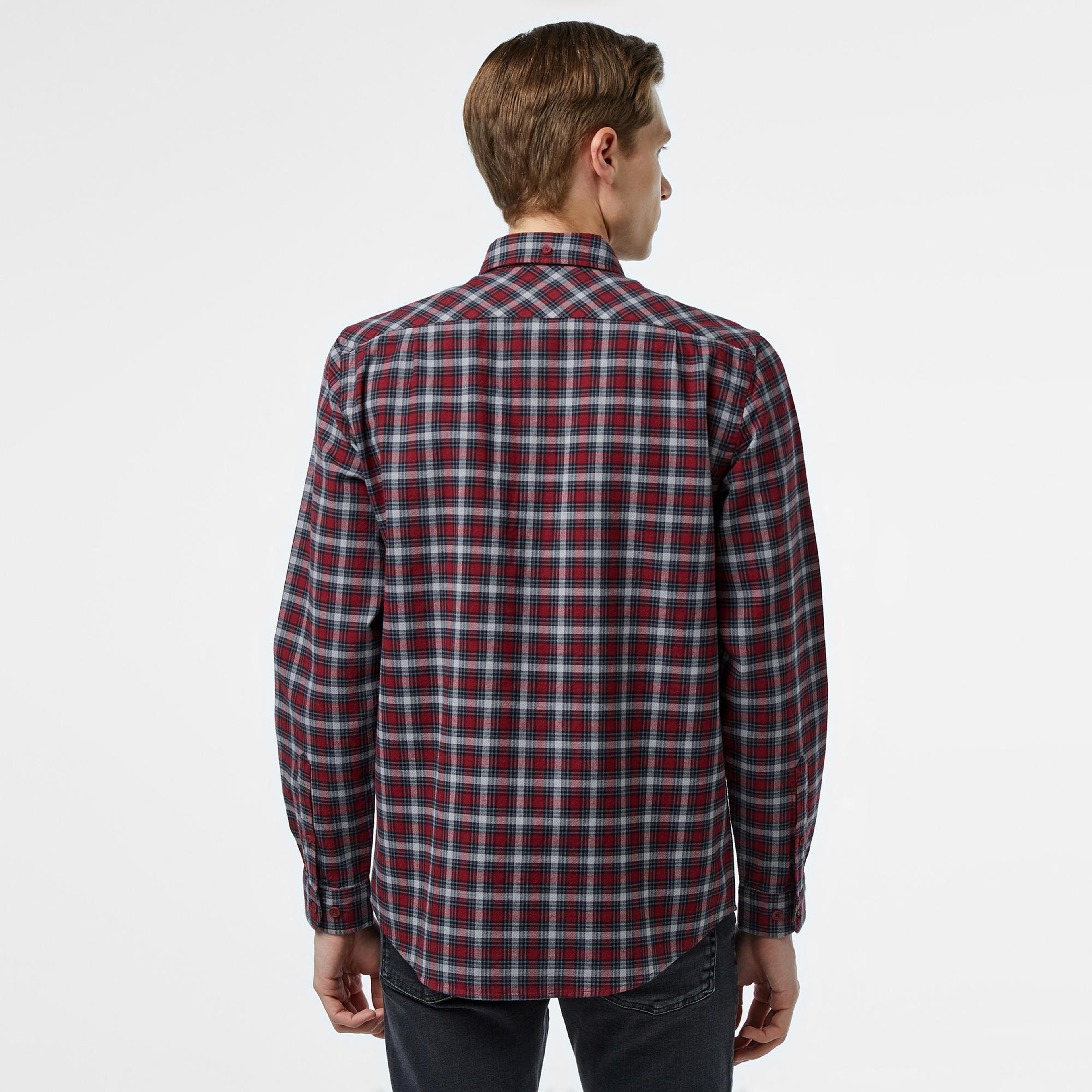 Lacoste Erkek Regular Fit Ekose Bordo Gömlek