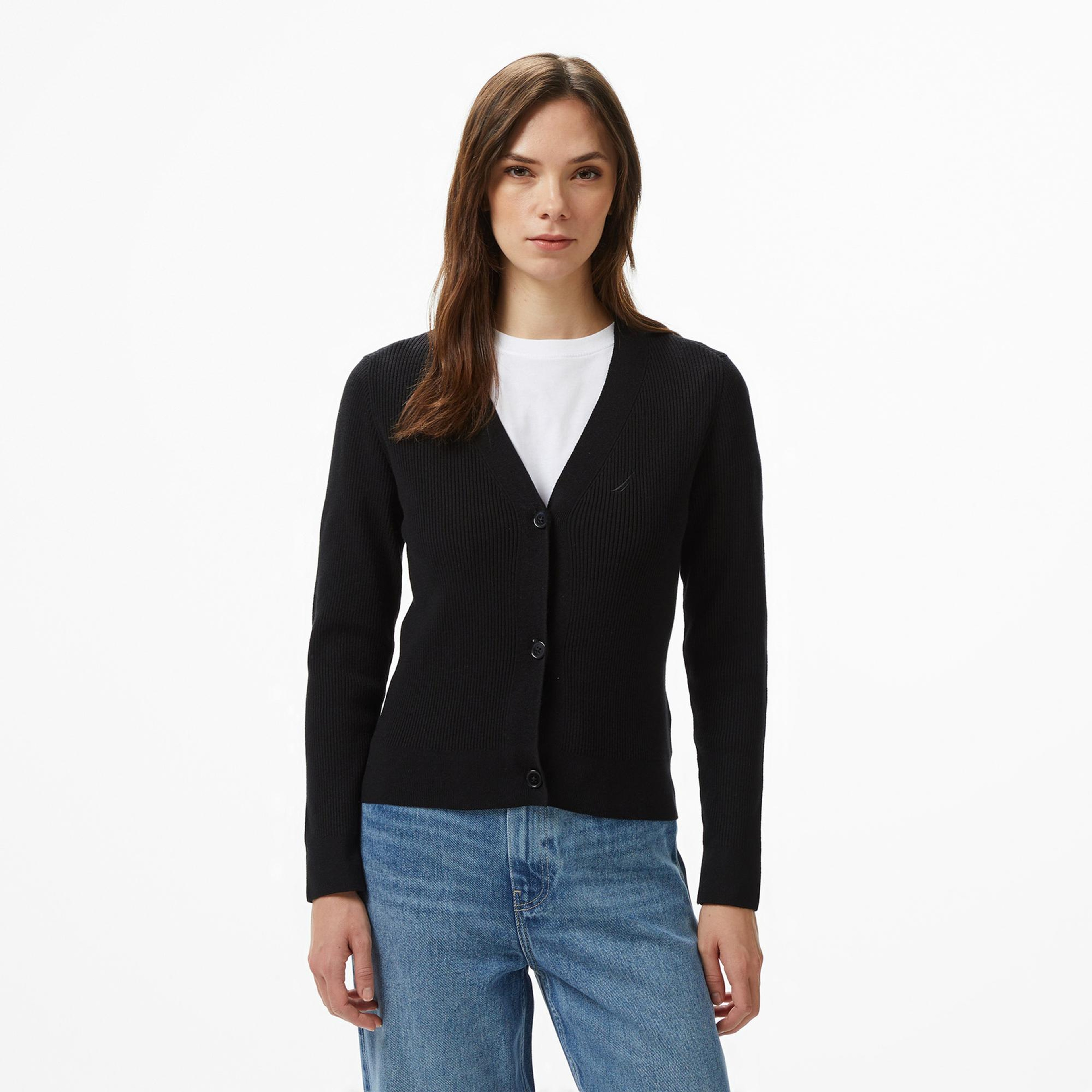 Nautica Kadın Siyah Regular Fit Hırka